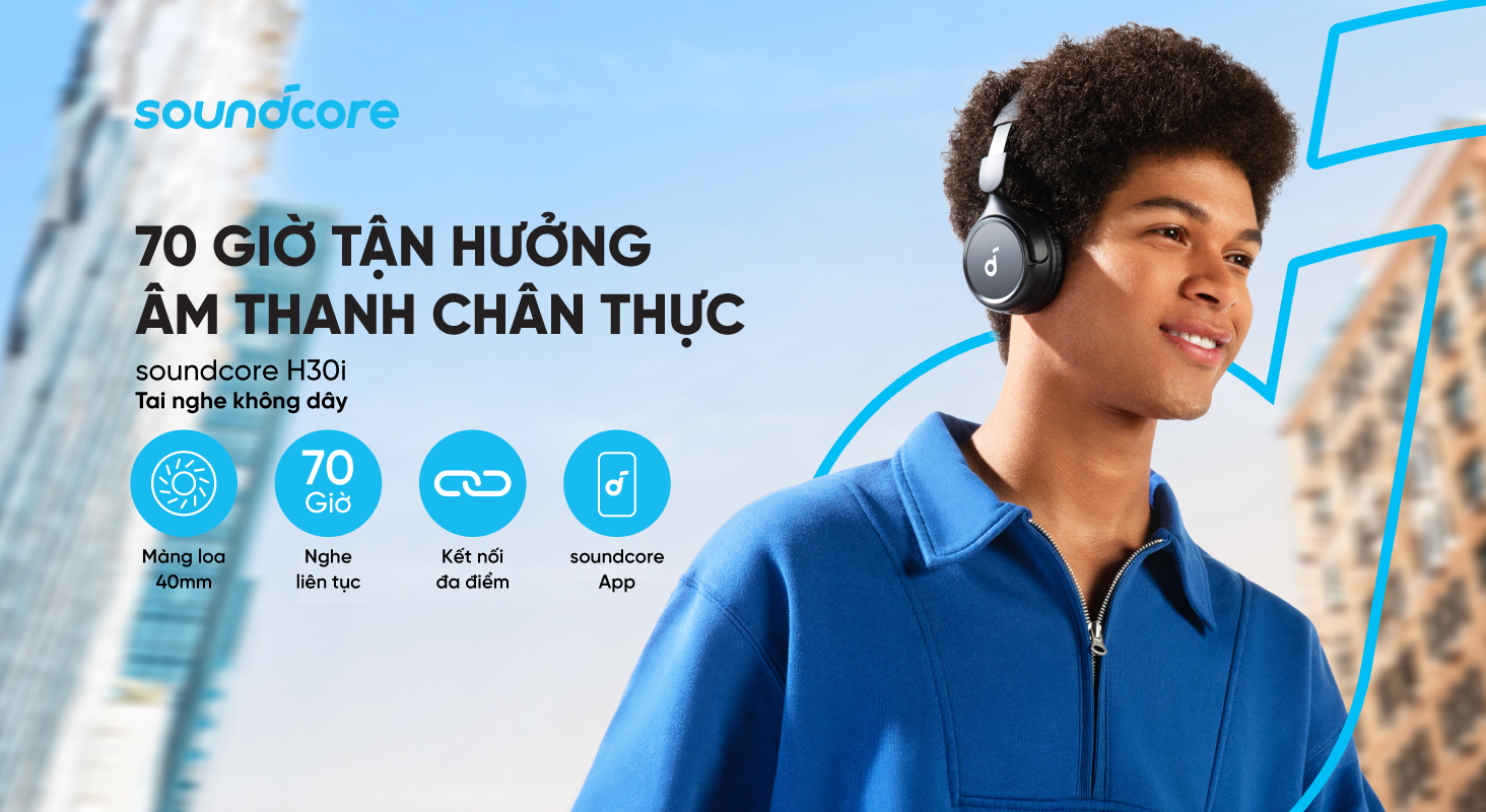 Mô tả Tai nghe không dây chụp tai soundcore H30i | Hỗ trợ app | Pin khủng | Bluetooth 5.3 - 1