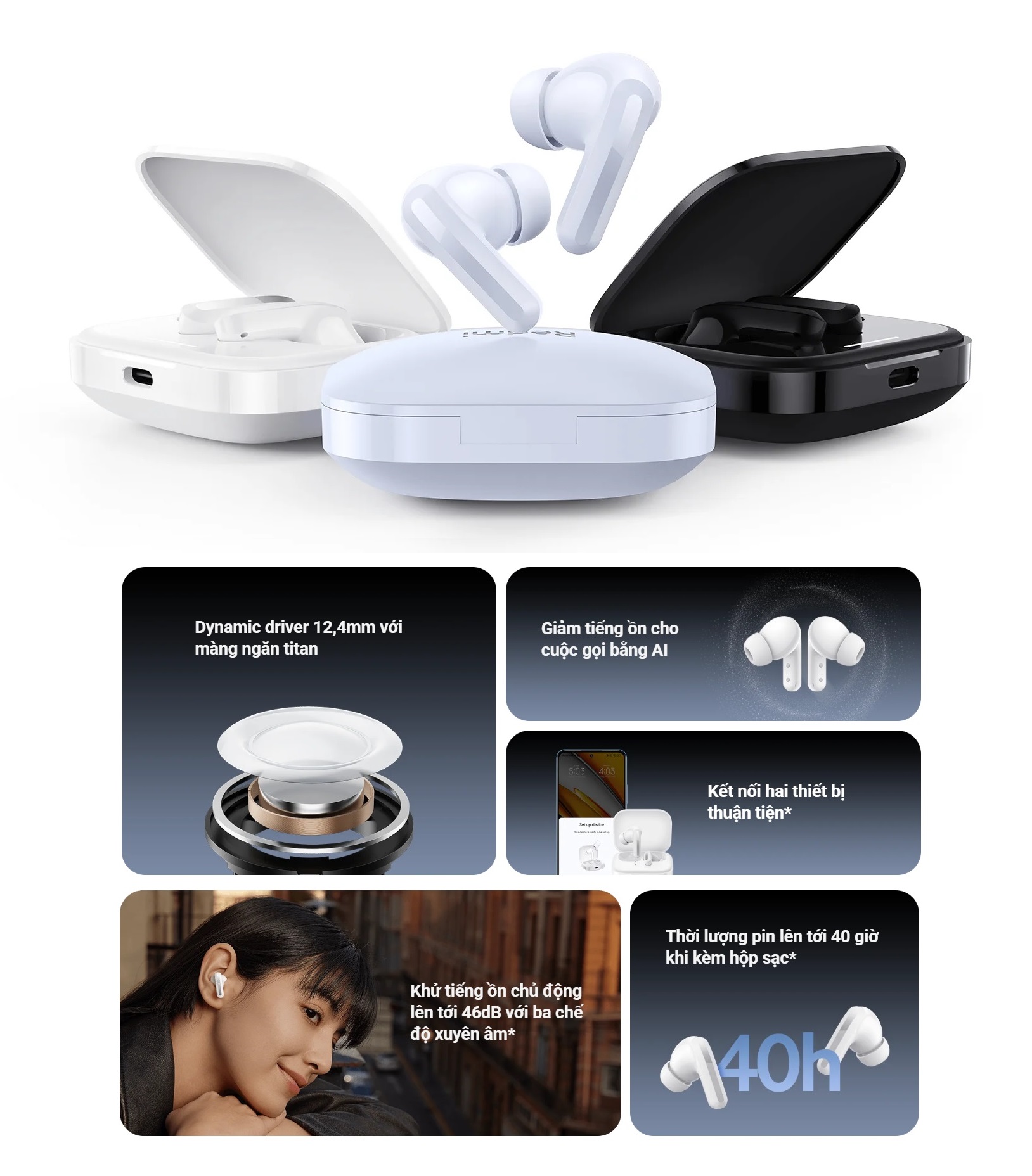 Mô tả Tai Nghe Bluetooth Xiaomi Redmi Buds 6 Play / Buds 6 Active / Buds 6 / Buds 5 / Buds 5 Pro -  BH 12 Tháng - 5