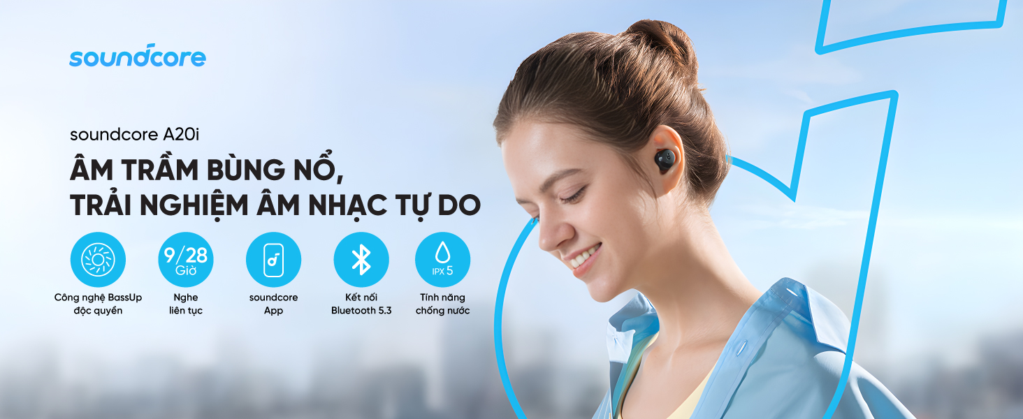 Mô tả Tai nghe bluetooth không dây soundcore A20i | Nhỏ gọn | 28 giờ phát nhạc | Sạc nhanh - 1