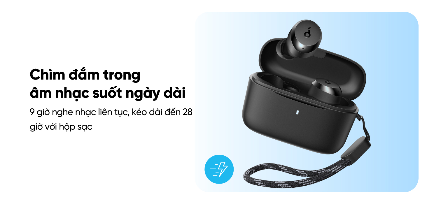 Mô tả Tai nghe bluetooth không dây soundcore A20i | Nhỏ gọn | 28 giờ phát nhạc | Sạc nhanh - 3