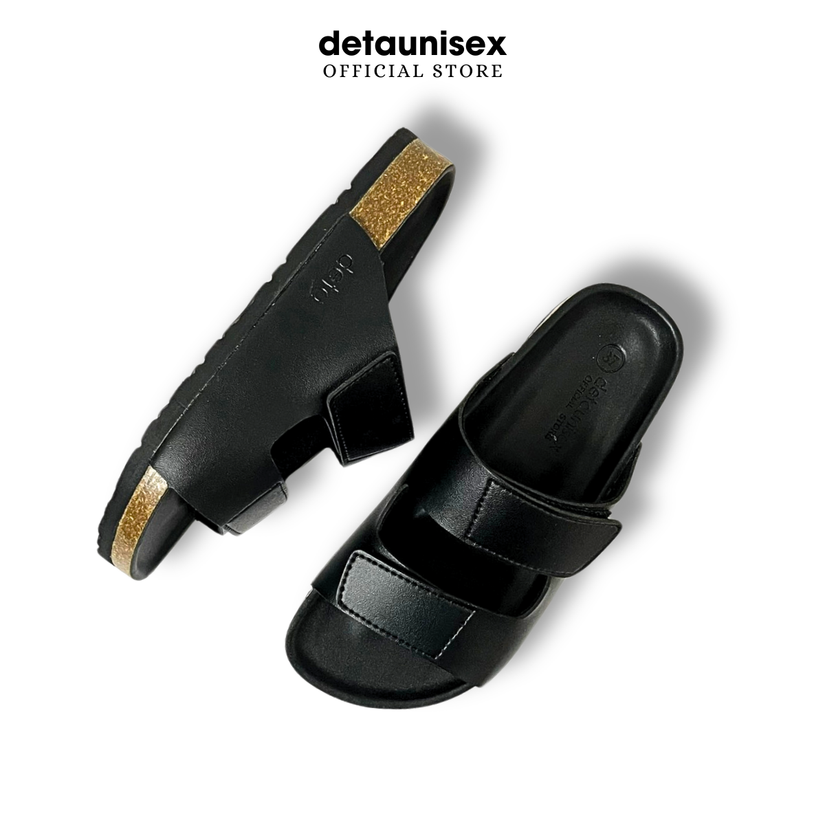 Mô tả Dép Birken đế trấu nam 2 quai ngang Detaunisex lót si kem - DETA25D - 3