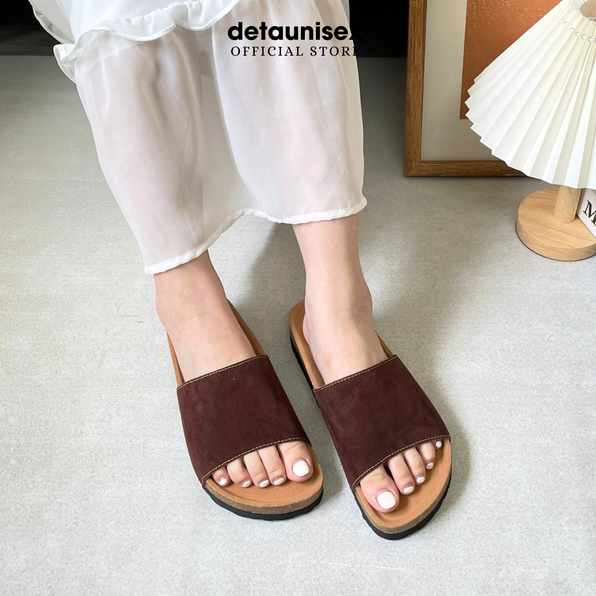 Mô tả Dép Birken đế trấu nam nữ quai bảng ngang Detaunisex thấm hút mồ hôi chân - DETA12 - 1