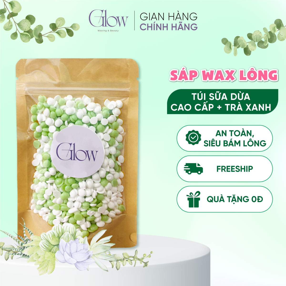 Sáp Wax Lông Nóng Trà Xanh Mix Sữa Dừa Cao Cấp Gói 100Gr GLOWWAXING ...