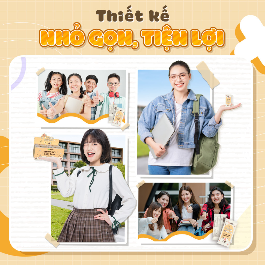 Mô tả Khăn Ướt Mini ECOWIPES Teen Wipes Không Mùi, Vải Không Dệt Daily Beauty - 1