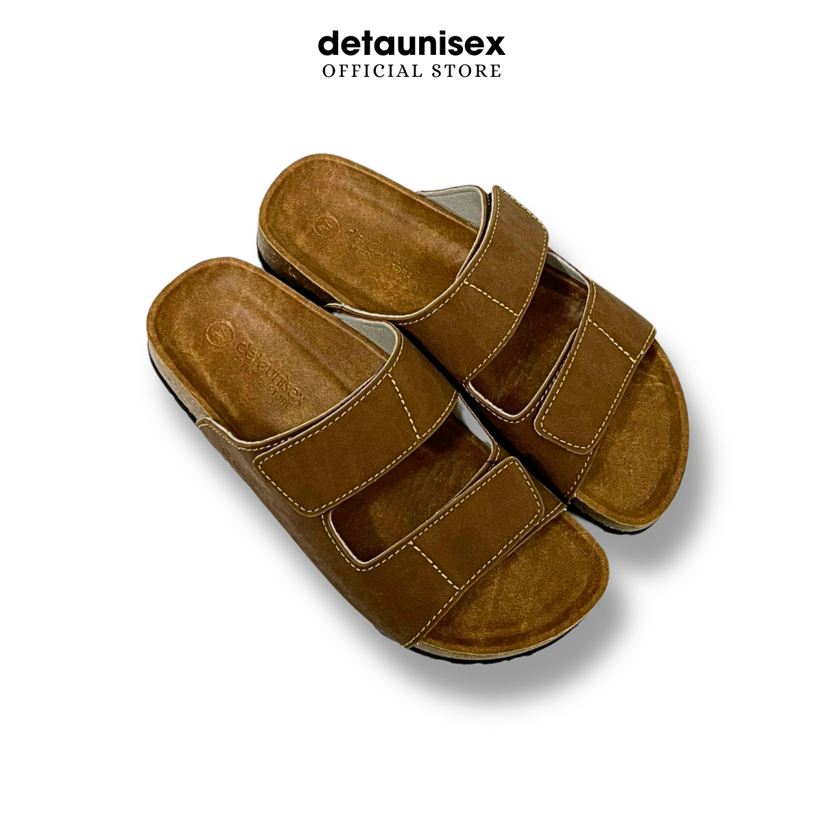 Mô tả Dép Birken đế trấu nam da sáp tái chế 2 quai ngang xé dán Detaunisex lót si - DEBO25 - 4