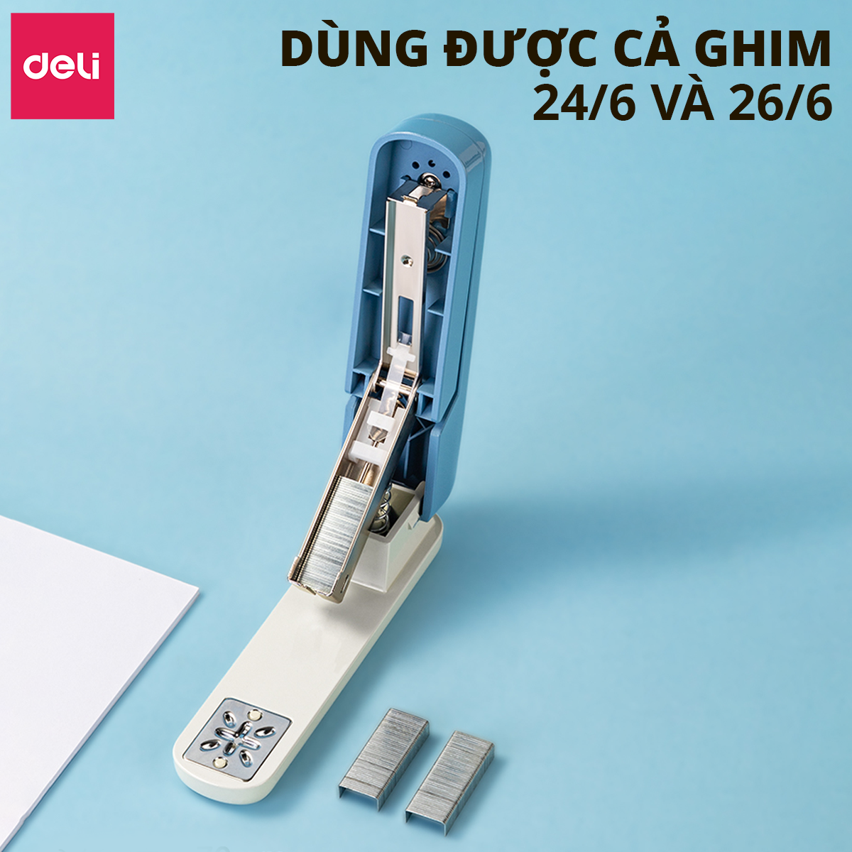 Mô tả Dập Ghim Xoay Chiều DELI Ghim Bấm 40 Trang Cao Cấp Sử Dụng Học Sinh Văn Phòng Sử Dụng Ghim 24/6 26/6 - 4