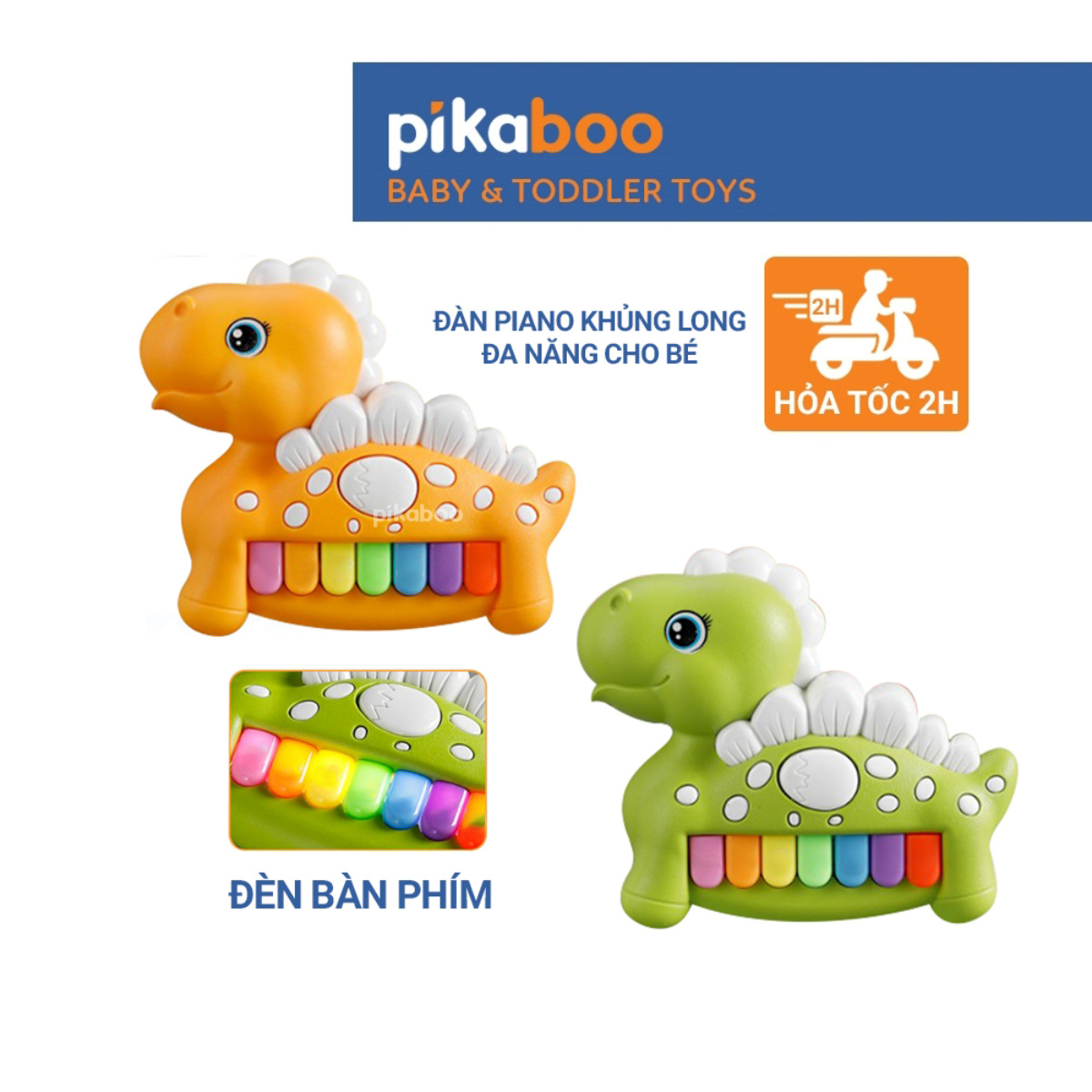 Mô tả Đồ chơi đàn piano khủng long cao cấp Pikaboo, âm thanh vui nhộn, chất liệu nhựa an toàn cho bé - 1