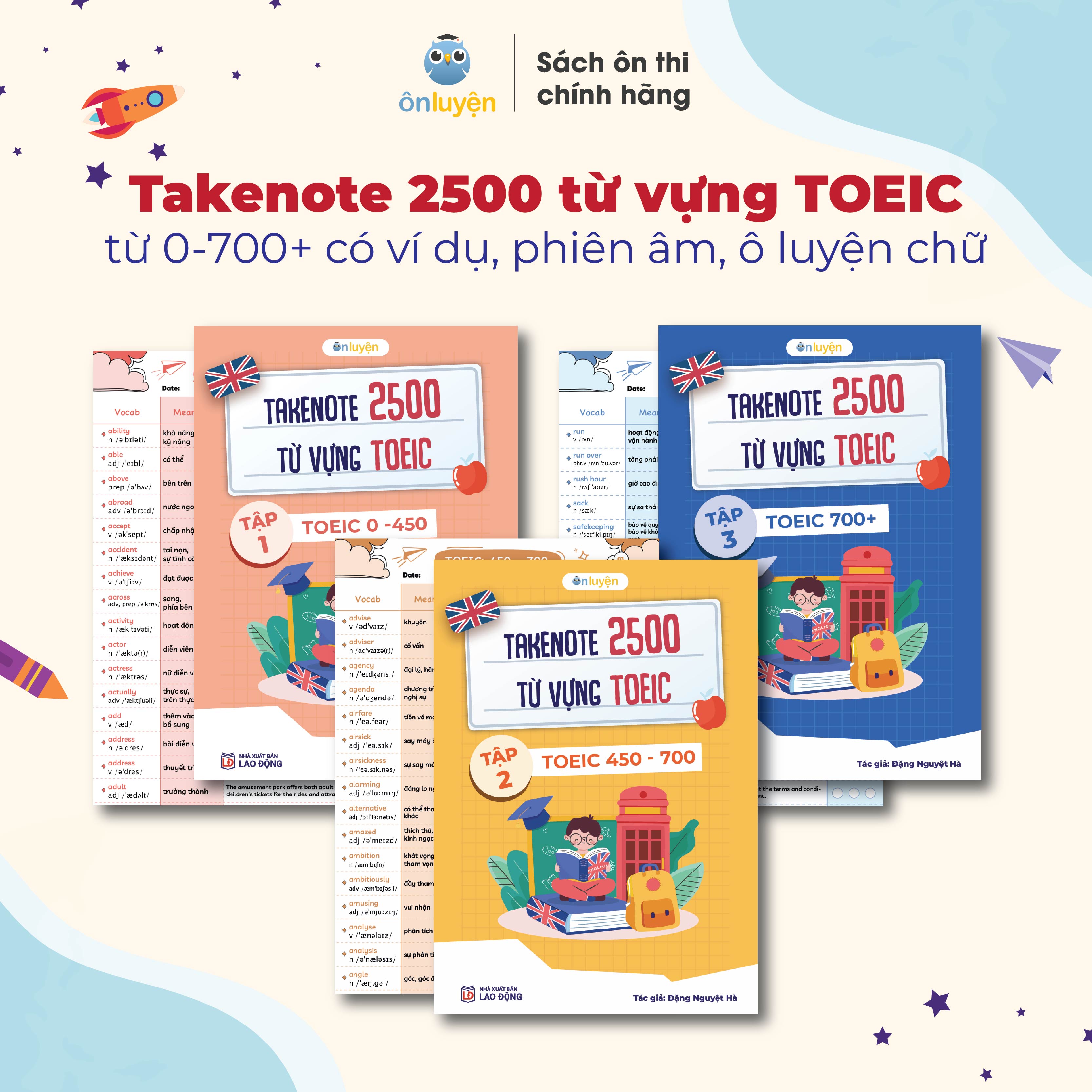 Mô tả Takenote 2500 từ vựng TOEIC từ 0-700+, có ví dụ, phiên âm, ô luyện chữ - Nhà sách Ôn Luyện - 1