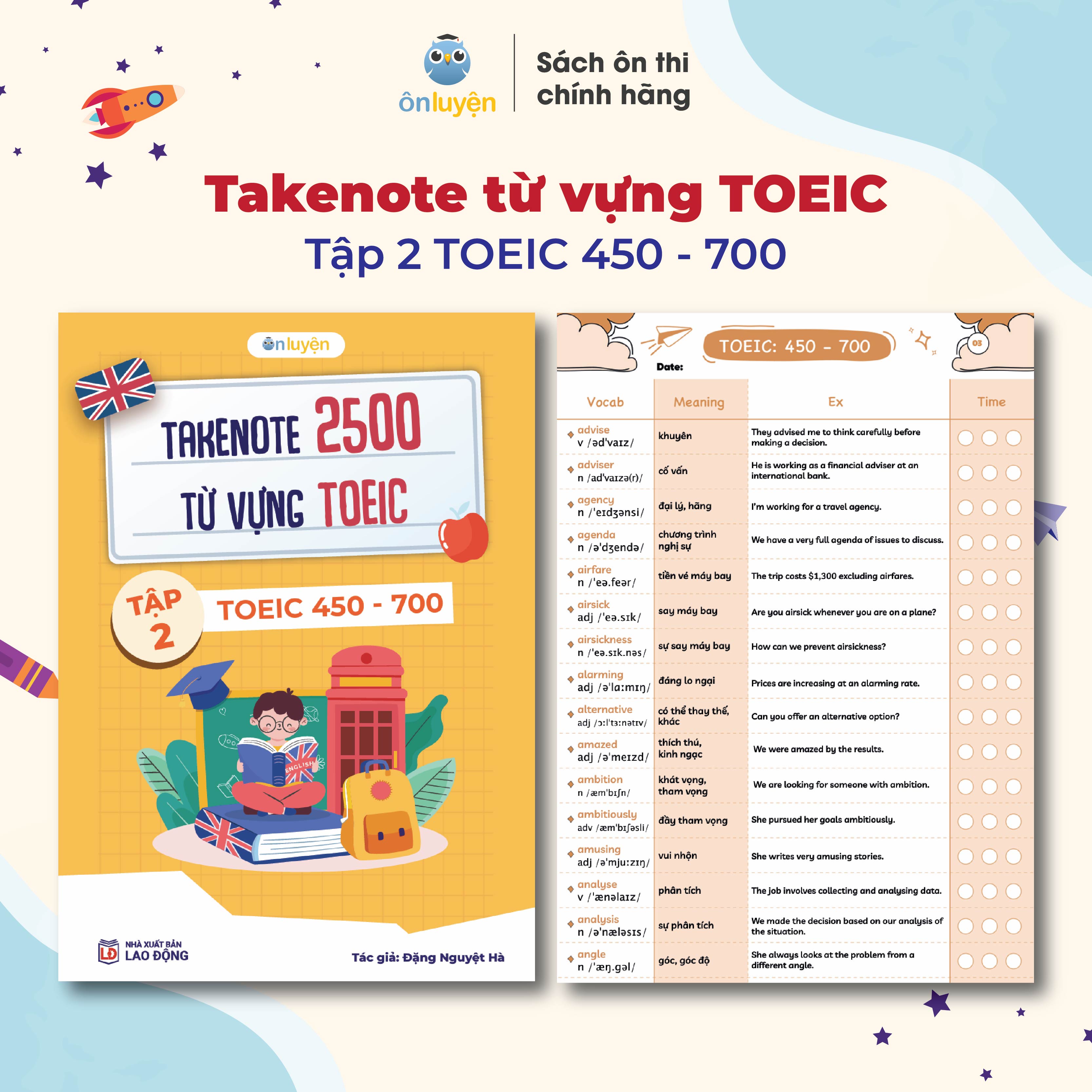 Mô tả Takenote 2500 từ vựng TOEIC từ 0-700+, có ví dụ, phiên âm, ô luyện chữ - Nhà sách Ôn Luyện - 3