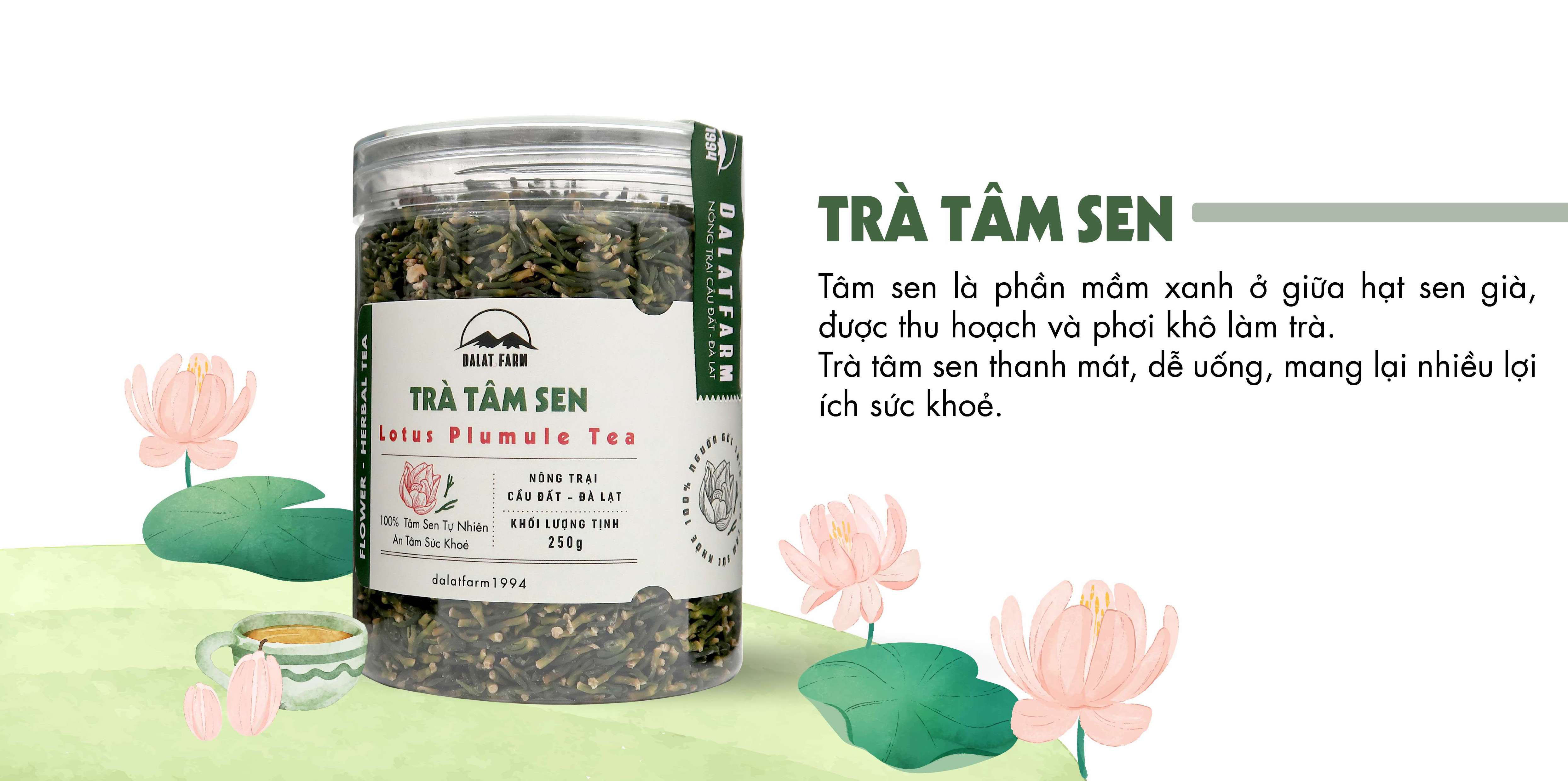 Mô tả Trà Tâm Sen (Tim Sen) DalatFarm - Hộp 250 g - 1
