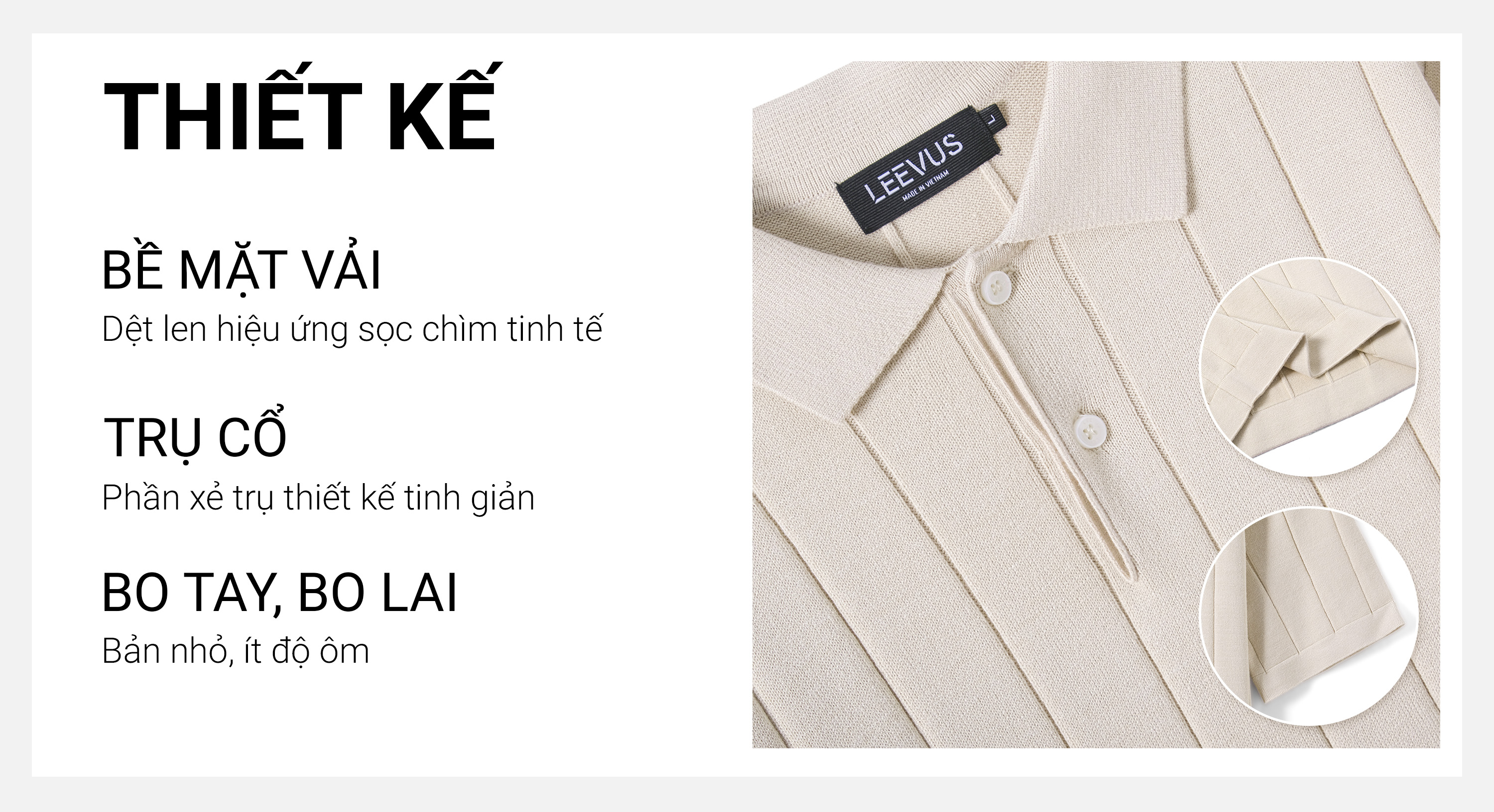 Mô tả Áo polo LEN DỆT KIM STRIPED KNIT xanh navy cao cấp, kiểu dáng classic Hàn Quốc sang trọng - LEEVUS APL331 - 3