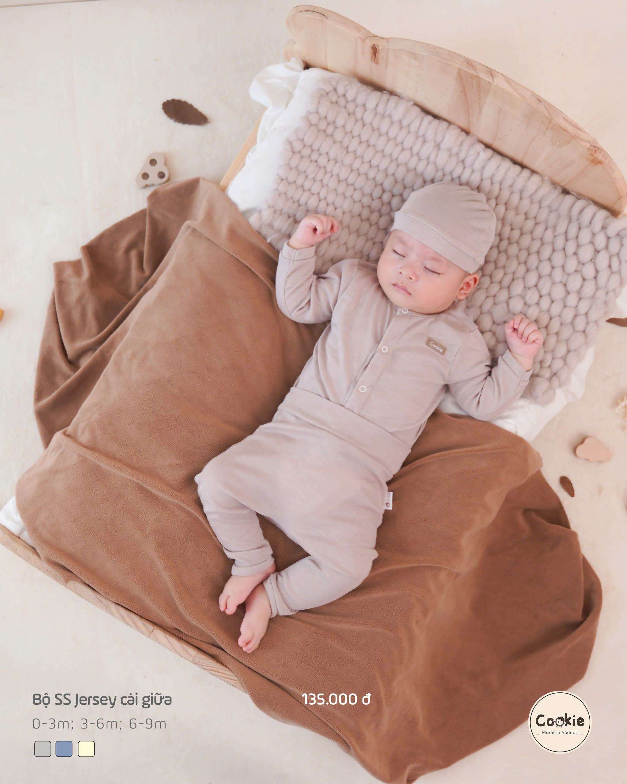 Mô tả Bộ Quần Áo Sơ SInh COOKIE Jersey Cài Giữa Cho Bé Từ 0 Đến 9 Tháng - 2