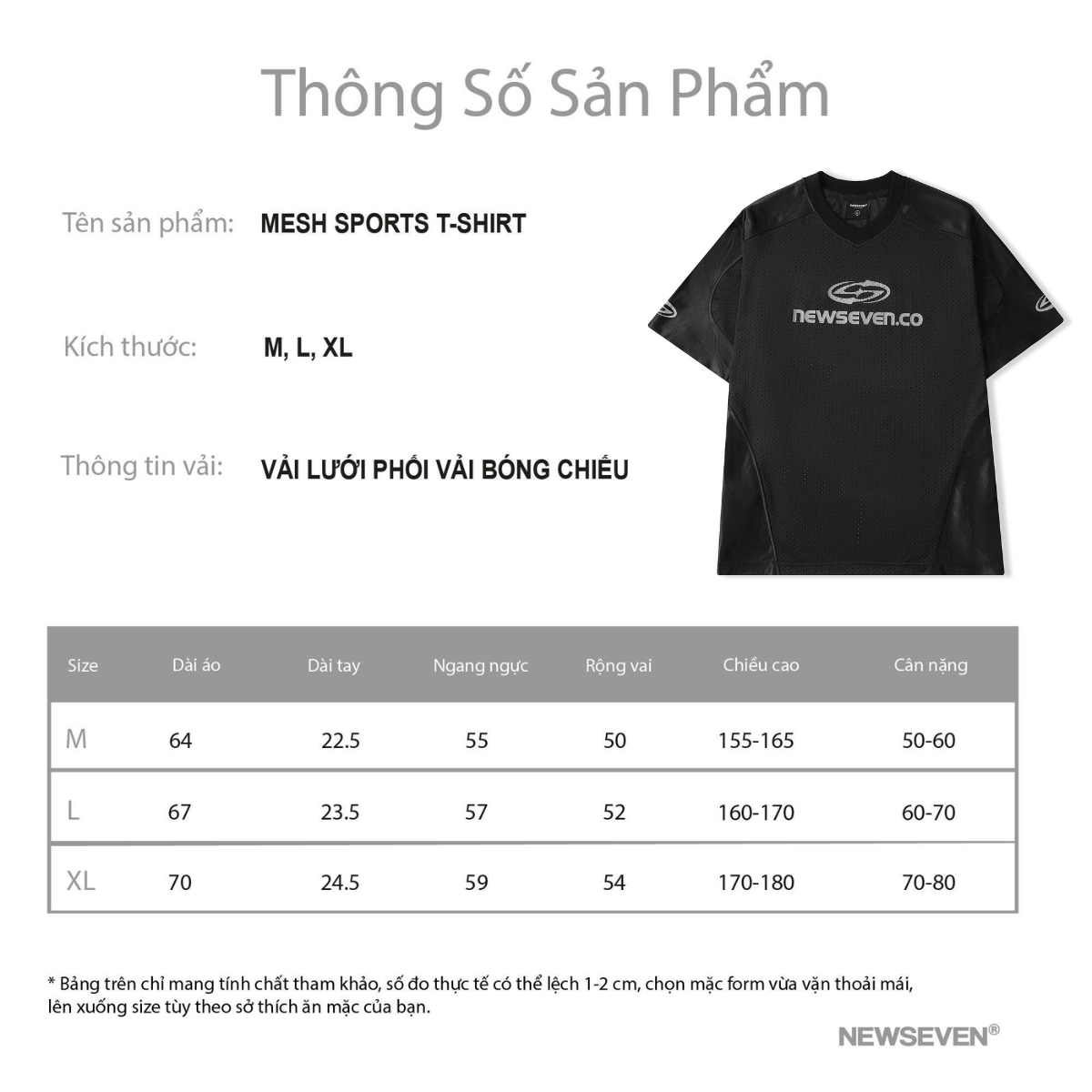 Mô tả Áo Thun Nam Nữ NEWSEVEN Mesh Sports T-Shirt AT.362 - 1