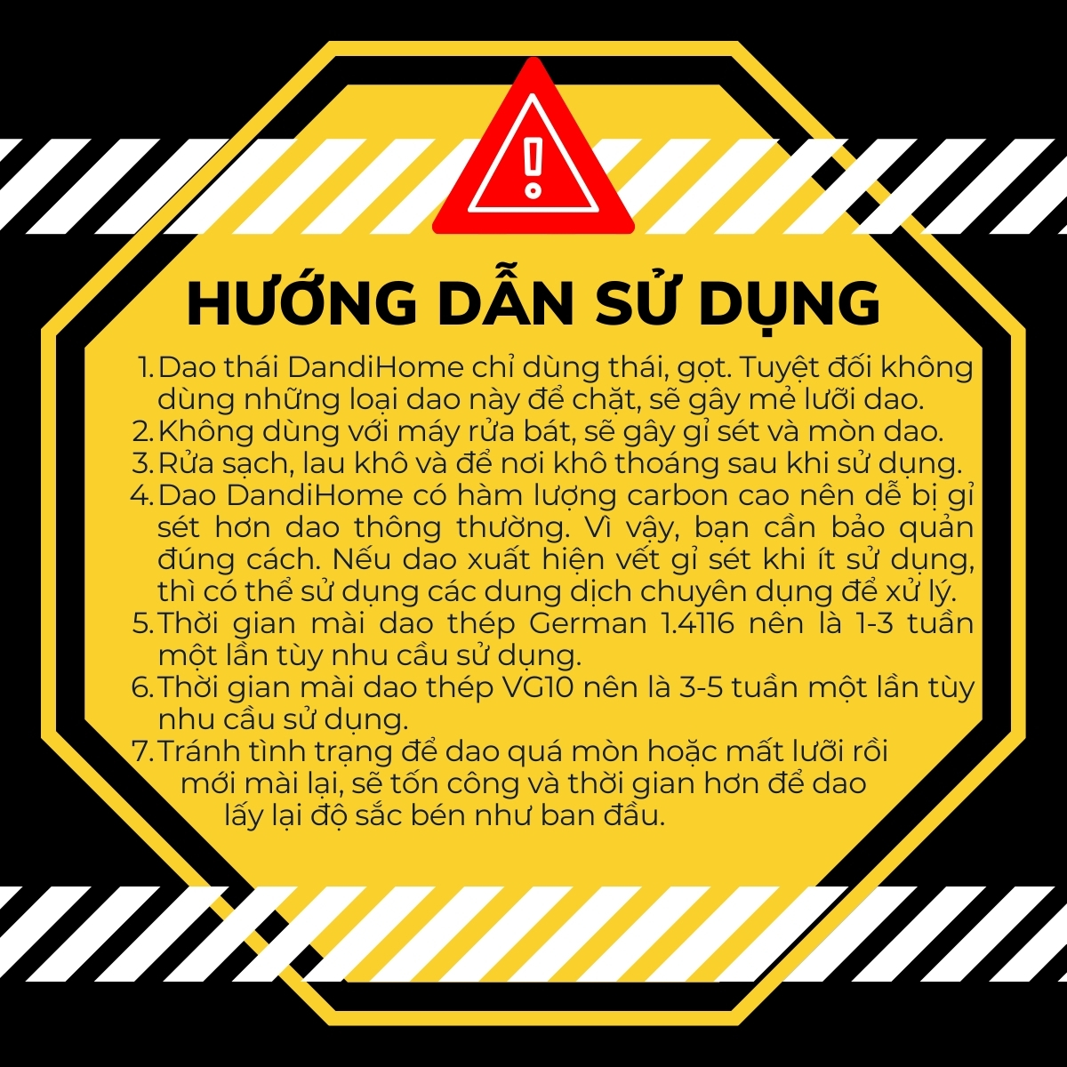 Mô tả Dao nhà bếp thái đa năng DandiHome cao cấp (SẢN PHẨM LẺ) - 7