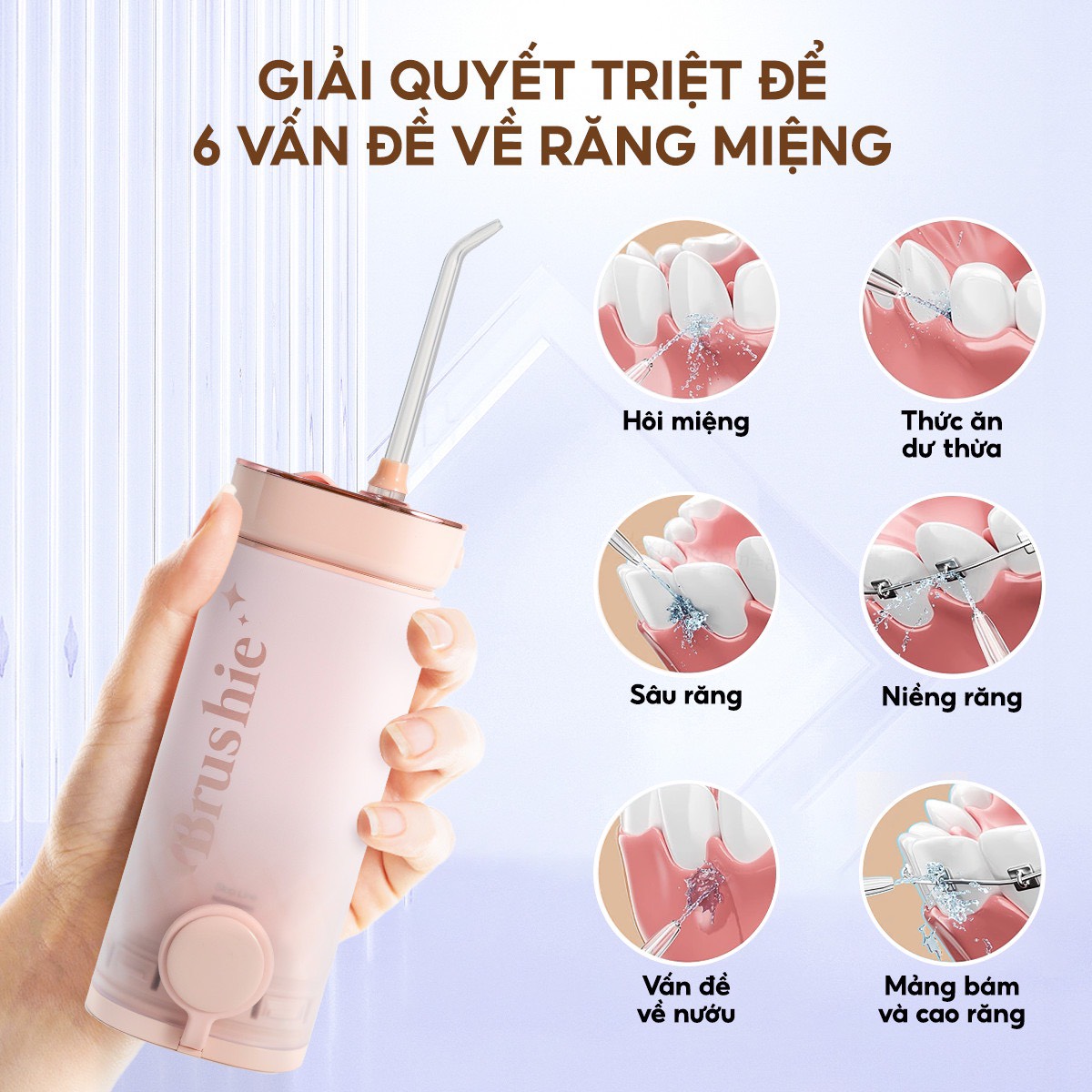 Mô tả Tăm nước Brushie mini thập sắc phiên bản cải tiến mới nhất 2025 tăm nước du lịch - 6