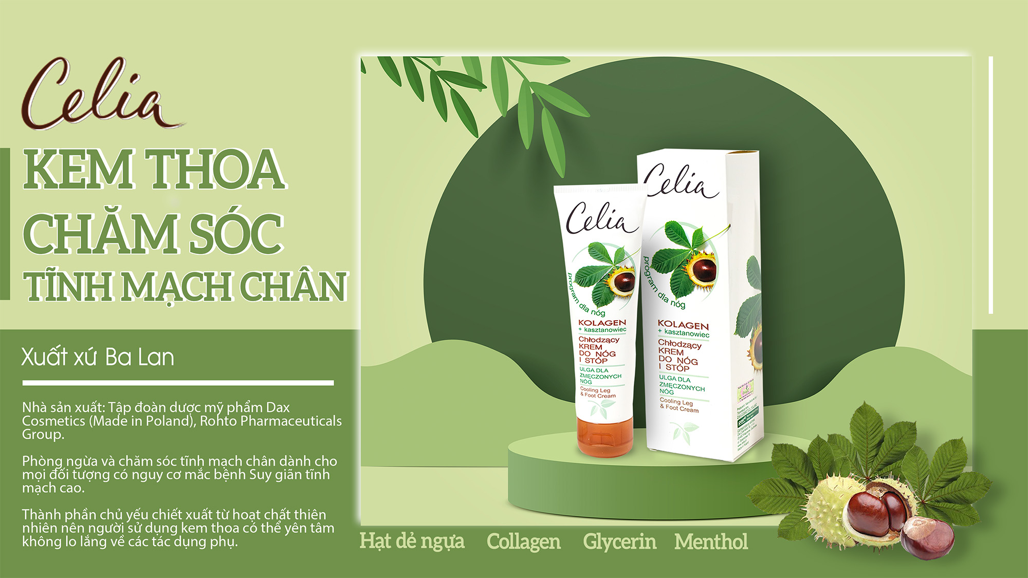 Mô tả Kem thoa giãn tĩnh mạch chân Celia 100ml, Made in Poland - 1