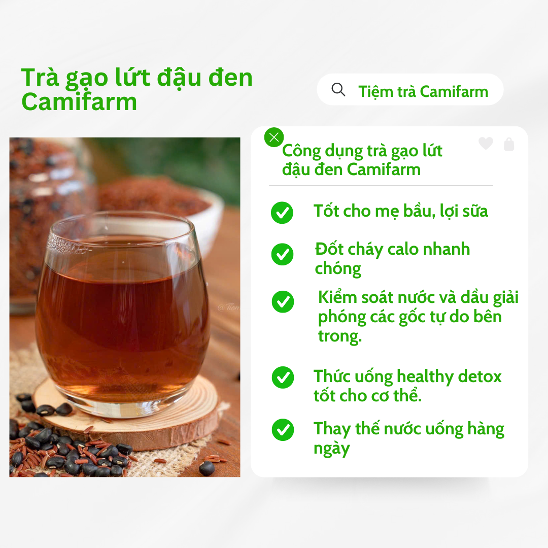 Mô tả Trà gạo lứt đậu đen Camifarm gạo lứt huyết rồng đậu đen xanh lòng thanh nhiệt lợi sữa tốt cho mẹ và bé - 1