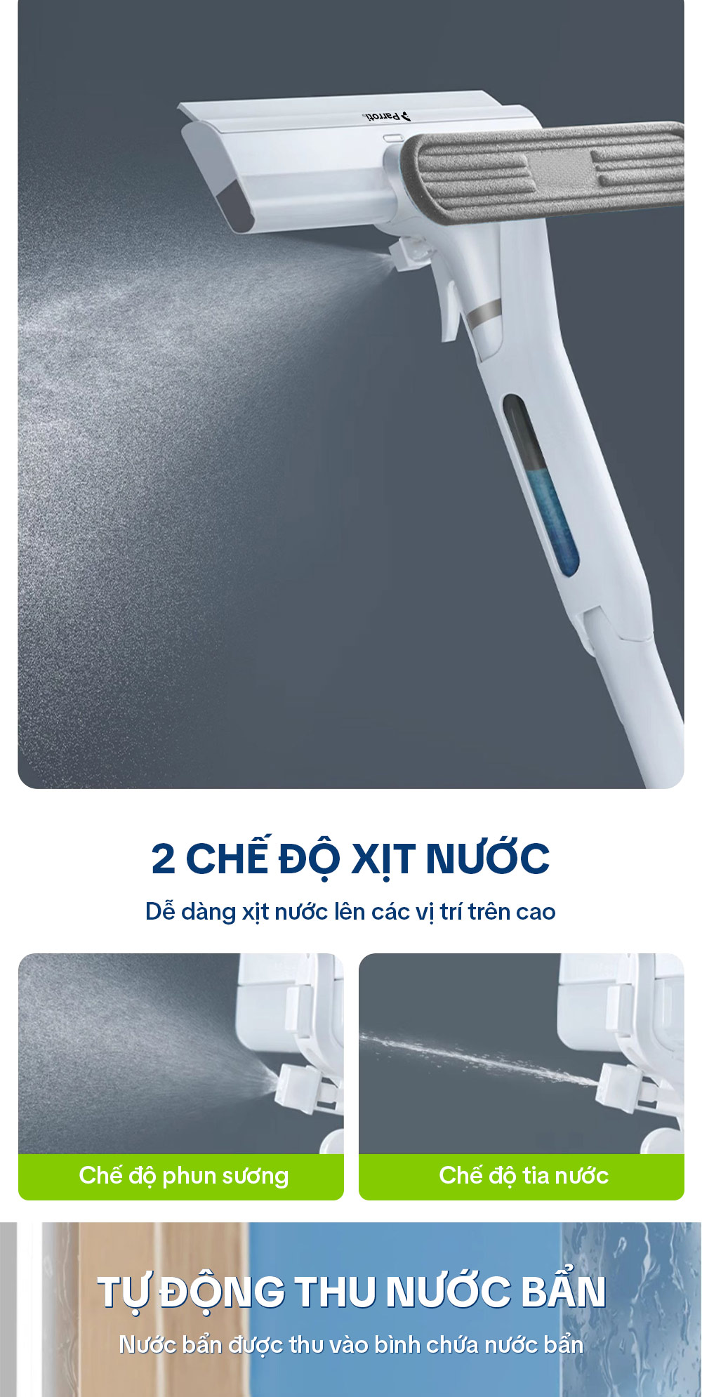 Đầu gạt nước và thu nước bẩn Parroti SN04