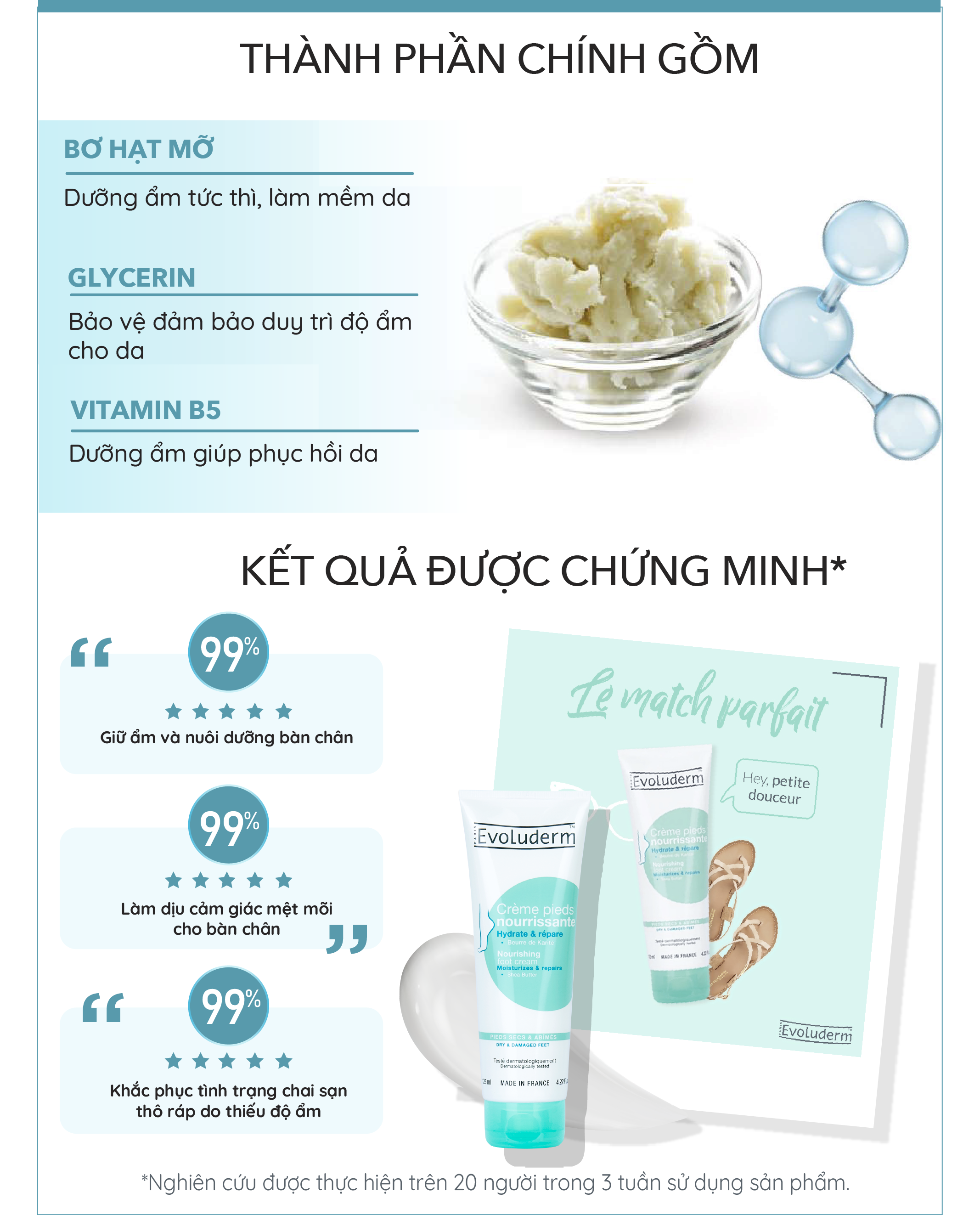 Mô tả Kem dưỡng da chân Evoluderm chiết xuất bơ hạt mỡ 125ml - 2