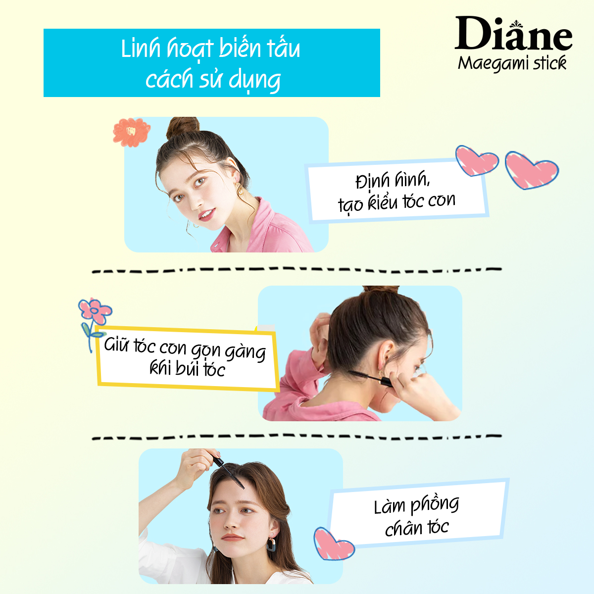 Mô tả Mascara chuốt tóc giữ nếp tóc định hình tóc tạo kiểu tóc Diane Maegami Stick Hard 10ml - 4