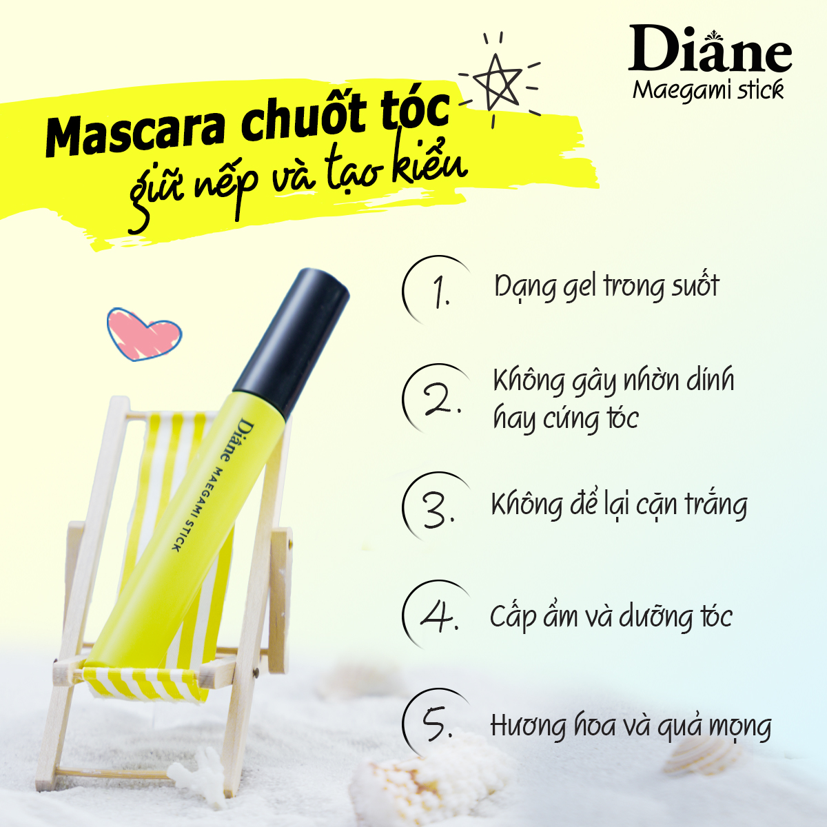 Mô tả Mascara chuốt tóc giữ nếp tóc định hình tóc tạo kiểu tóc Diane Maegami Stick Hard 10ml - 7