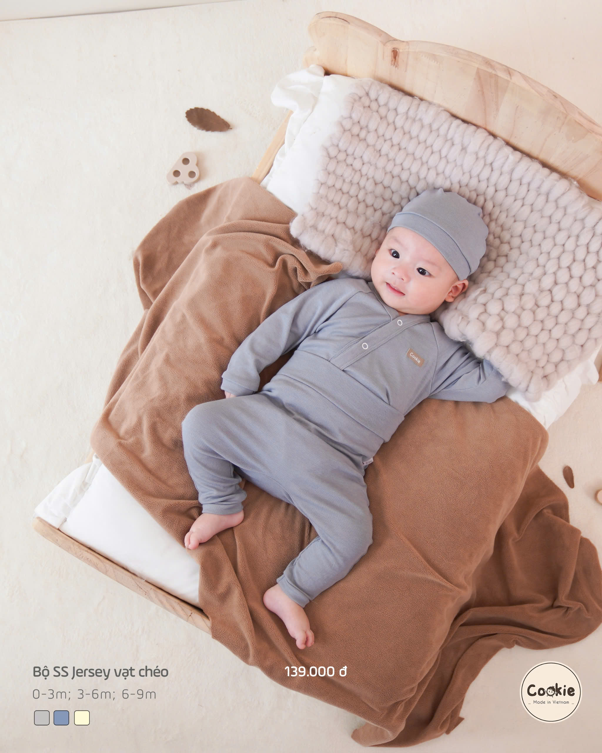 Mô tả Bộ Sơ Sinh Jersey COOKIE, Bộ Quần Áo Sơ SInh Jersey Vạt Chéo Cho Bé Từ 0 Đến 9 Tháng - 2