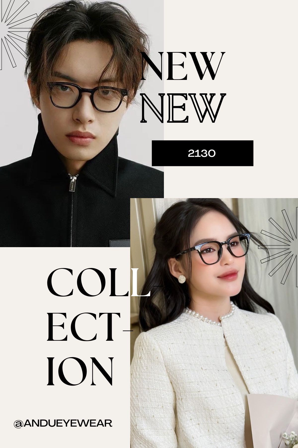 Mô tả Gọng kính cận thời trang nam nữ ANDU EYEWEAR dáng vuông LUTTO chất liệu nhựa cứng cáp - 2130 - 3