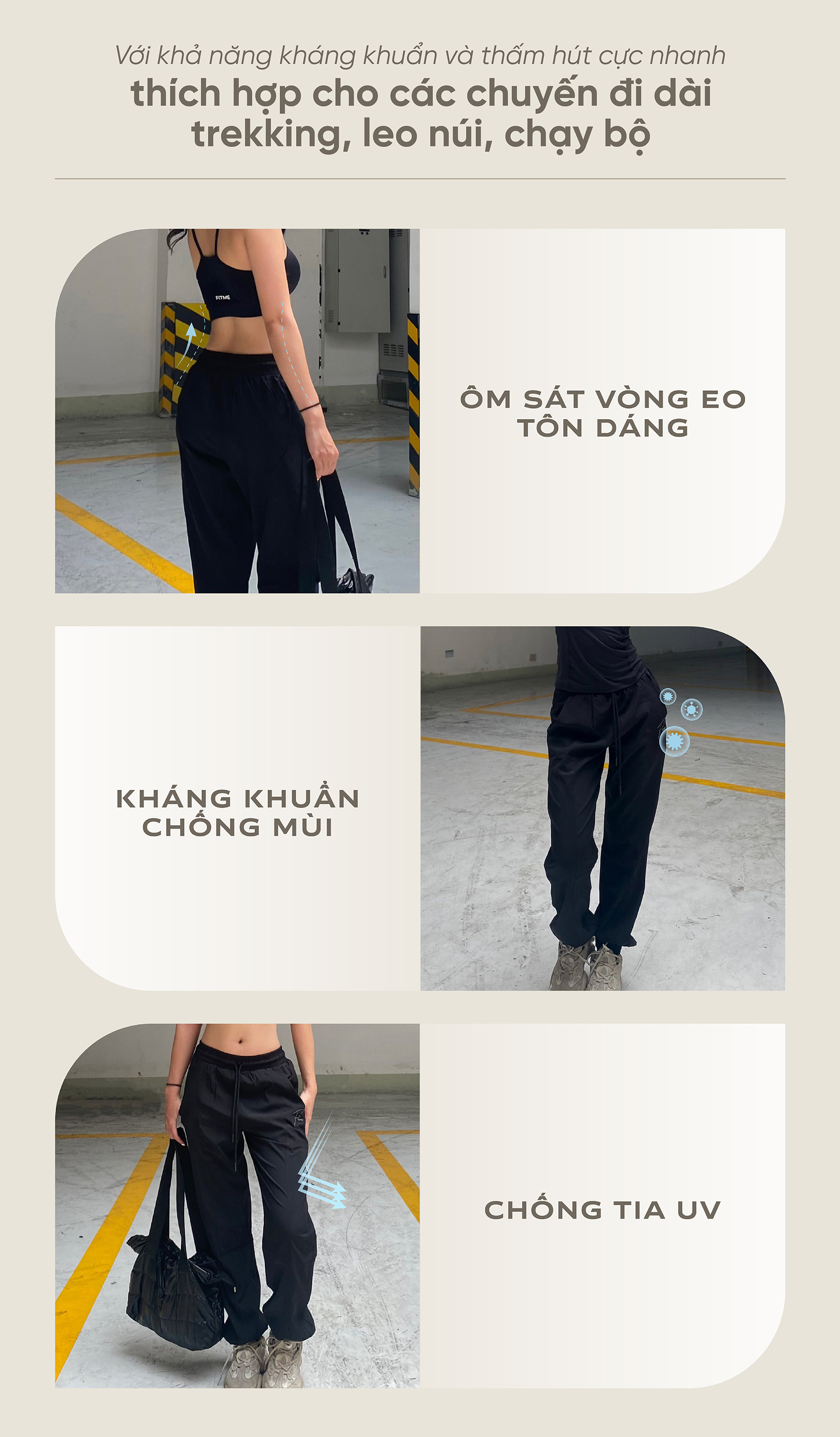 Mô tả Quần jogger thể thao nữ Fitme ống rộng hỗ trợ tập gym yoga chạy bộ cao cấp - 4