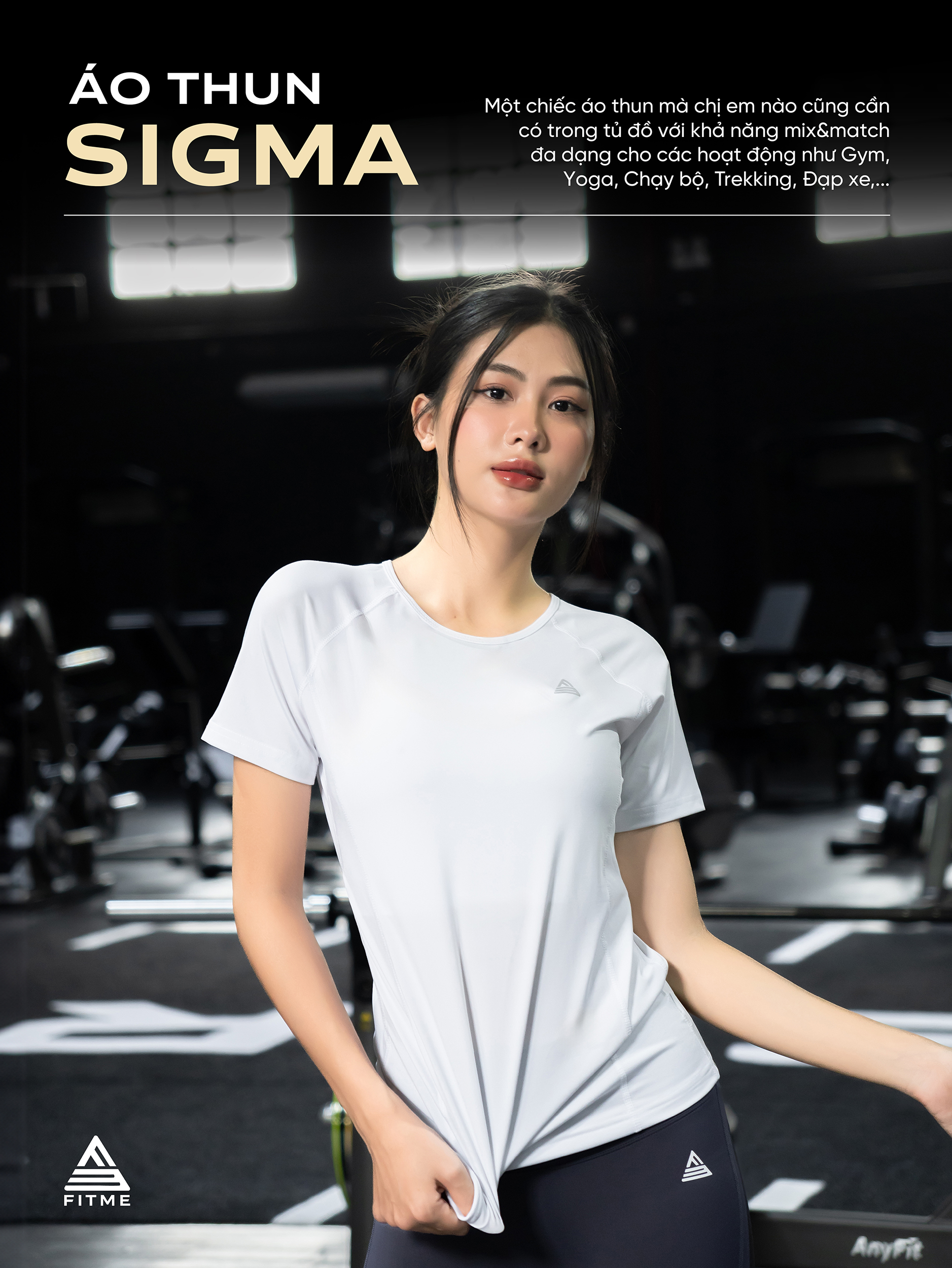 Mô tả Áo tập gym yoga nữ Fitme Sigma phối lưới thông thoáng, vải cao cấp co giãn 4 chiều thấm hút mồ hôi tốt ATSM - 1