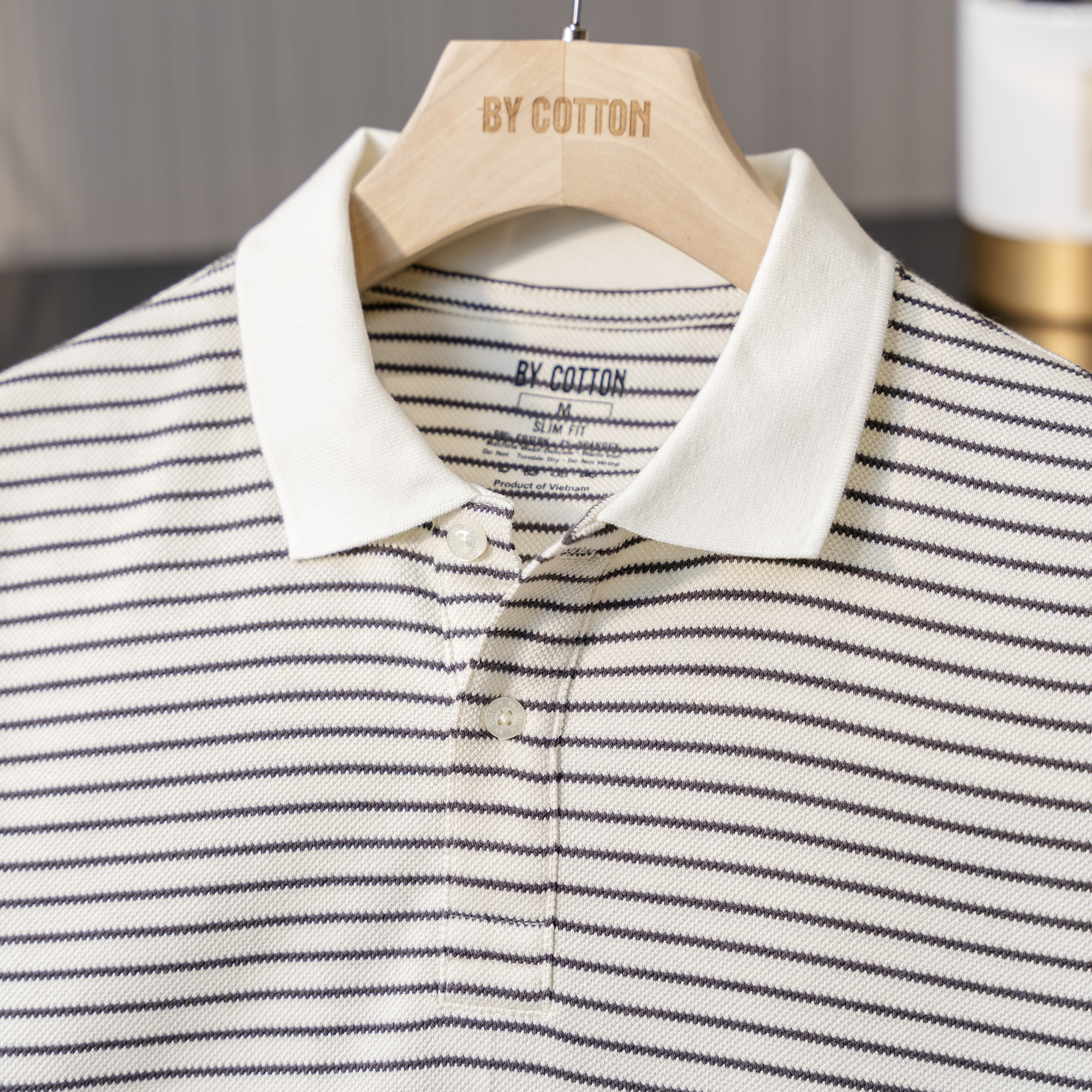 Mô tả Áo Thun Polo Nam By Cotton Cao Cấp Polo Kem Phối Sọc Nhuyễn Nâu - 5