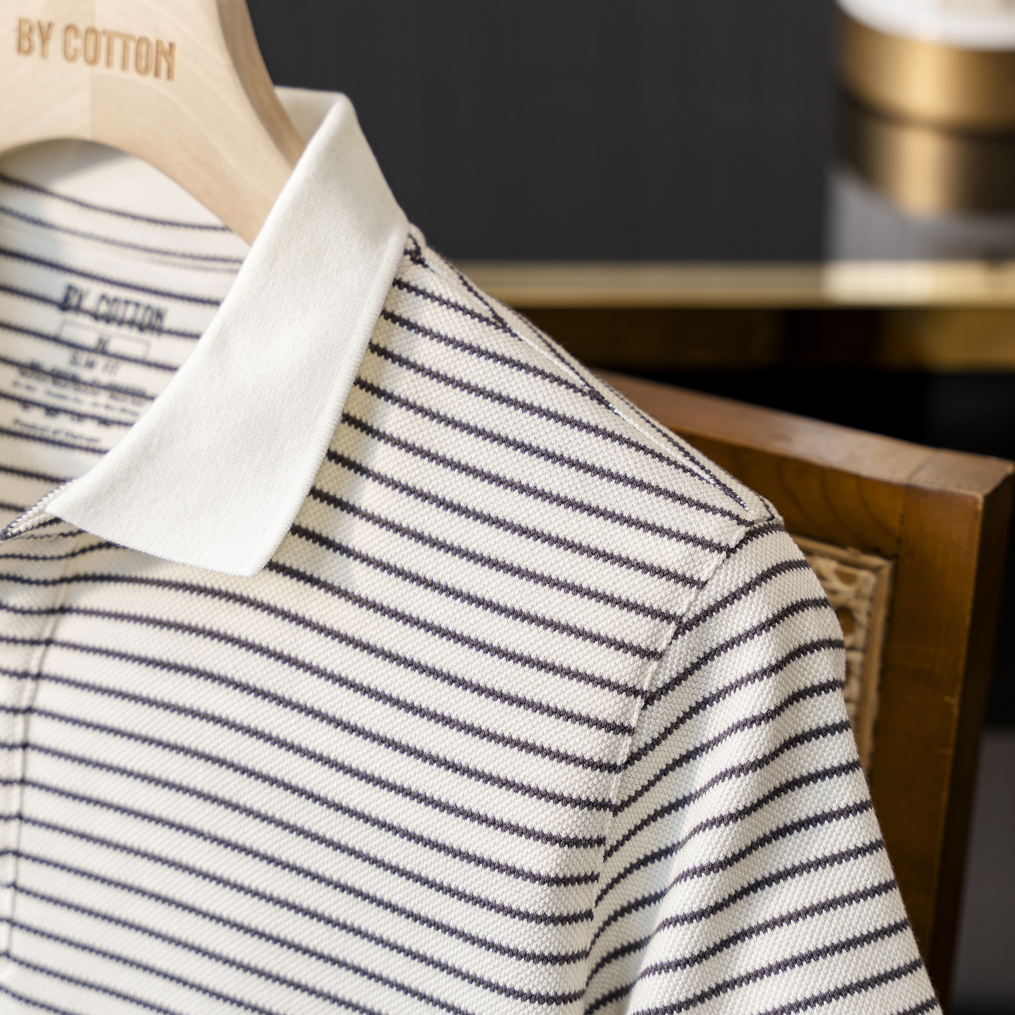 Mô tả Áo Thun Polo Nam By Cotton Cao Cấp Polo Kem Phối Sọc Nhuyễn Nâu - 6