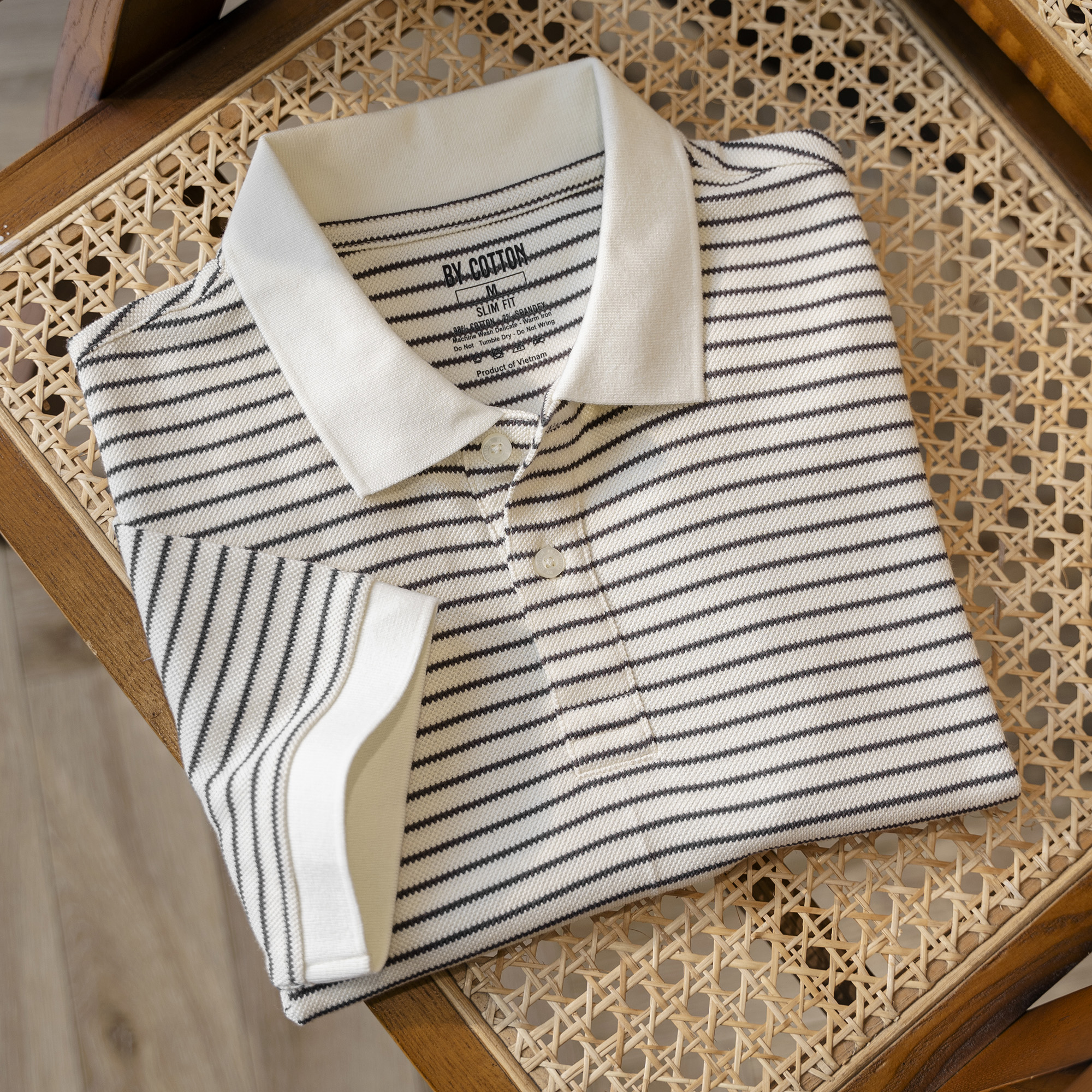 Mô tả Áo Thun Polo Nam By Cotton Cao Cấp Polo Kem Phối Sọc Nhuyễn Nâu - 9