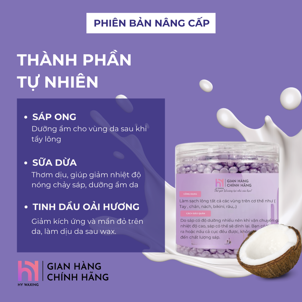 [ MỚI NÂNG CẤP] Sáp Wax Lông Sữa Dừa Lavender Dành Cho Da Nhạy Cảm Wax ...