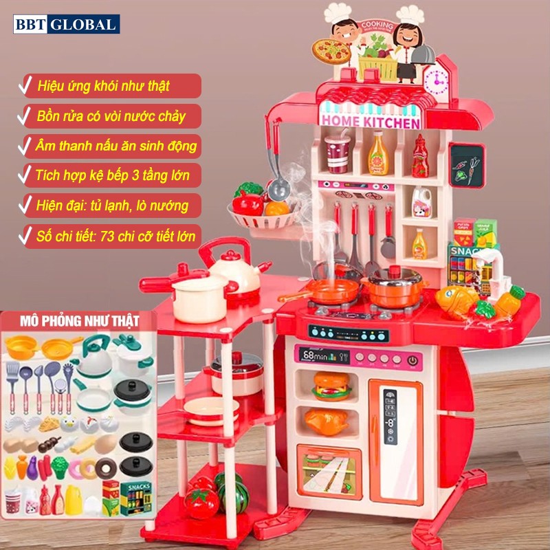 Chi tiết đồ chơi nhà bếp cỡ lớn 95cm 73 chi tiết BBT Global