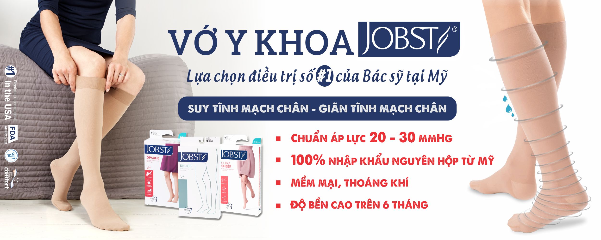 Mô tả Vớ Y Khoa Siêu Mỏng JOBST UltraSheer - Vớ Đùi, Màu Da, Hở Ngón, Áp Lực 20-30mmHg, 2 Chiếc (Tất Y Khoa) - 3