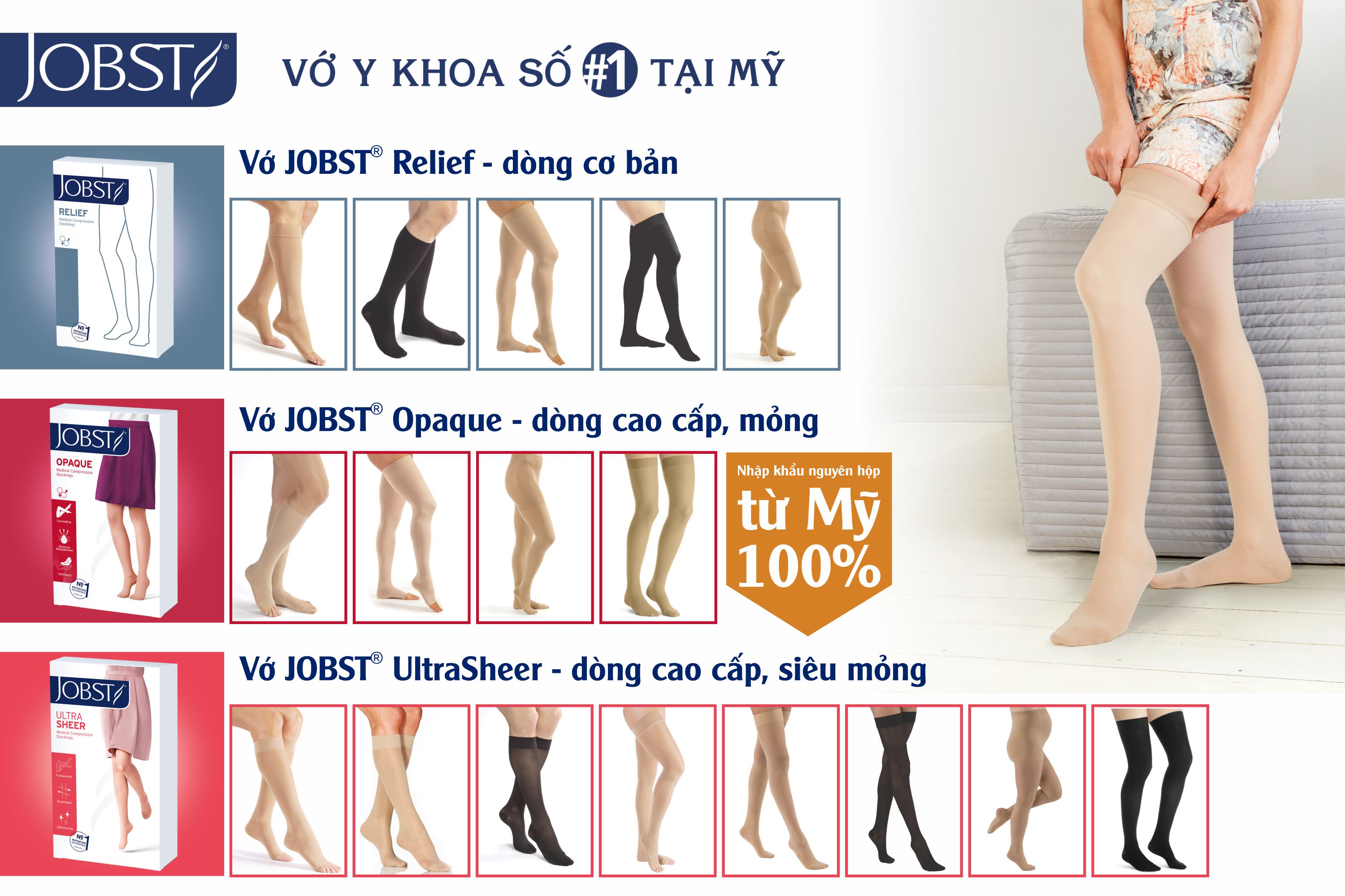 Mô tả Vớ Y Khoa Siêu Mỏng JOBST UltraSheer - Vớ Đùi, Màu Da, Hở Ngón, Áp Lực 20-30mmHg, 2 Chiếc (Tất Y Khoa) - 5