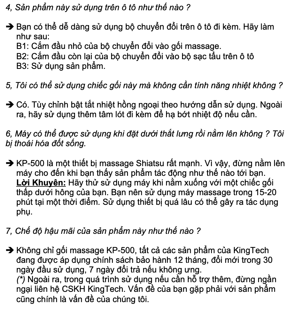 Mô tả Gối Massage Đa Năng Nhiệt Hồng Ngoại KINGTECH KP-500 - Chuyên Sâu Cổ Vai Gáy, Thắt Lưng - Chính Hãng - 10