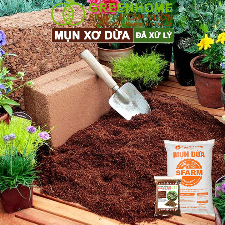 Mô tả Mụn Xơ Dừa Greenhome, Sfarm, Bao 500gr, Đã Qua Xử Lý, Chuyên Trồng Rau, Hoa Màu, Cây Ăn Trái - 2