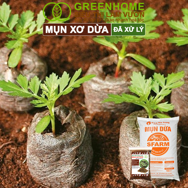Mô tả Mụn Xơ Dừa Greenhome, Sfarm, Bao 500gr, Đã Qua Xử Lý, Chuyên Trồng Rau, Hoa Màu, Cây Ăn Trái - 7
