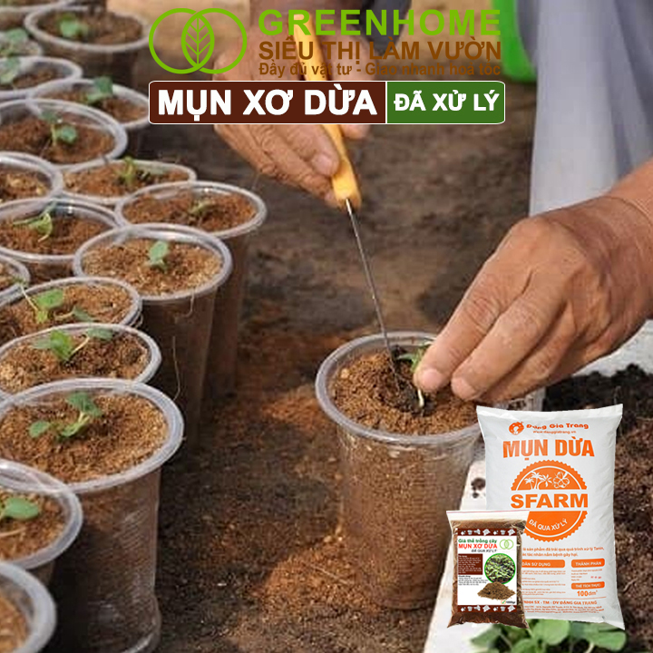 Mô tả Mụn Xơ Dừa Greenhome, Sfarm, Bao 500gr, Đã Qua Xử Lý, Chuyên Trồng Rau, Hoa Màu, Cây Ăn Trái - 9