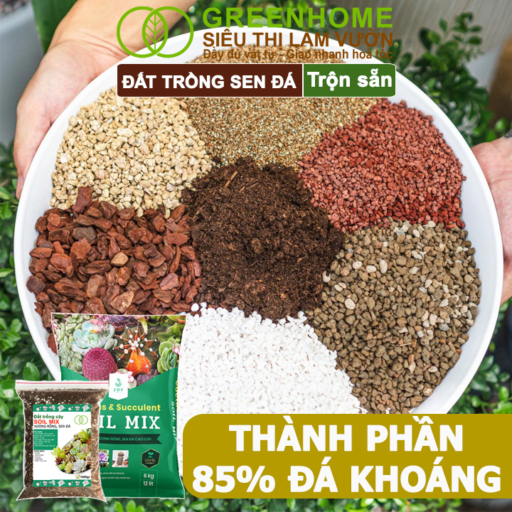 Mô tả Đất Trồng Sen Đá Greenhome, Soil Mix, Bao 500gr, Trộn Sẵn, 85% Đá Khoáng, Lên Màu, Thoát Nước Tốt - 3