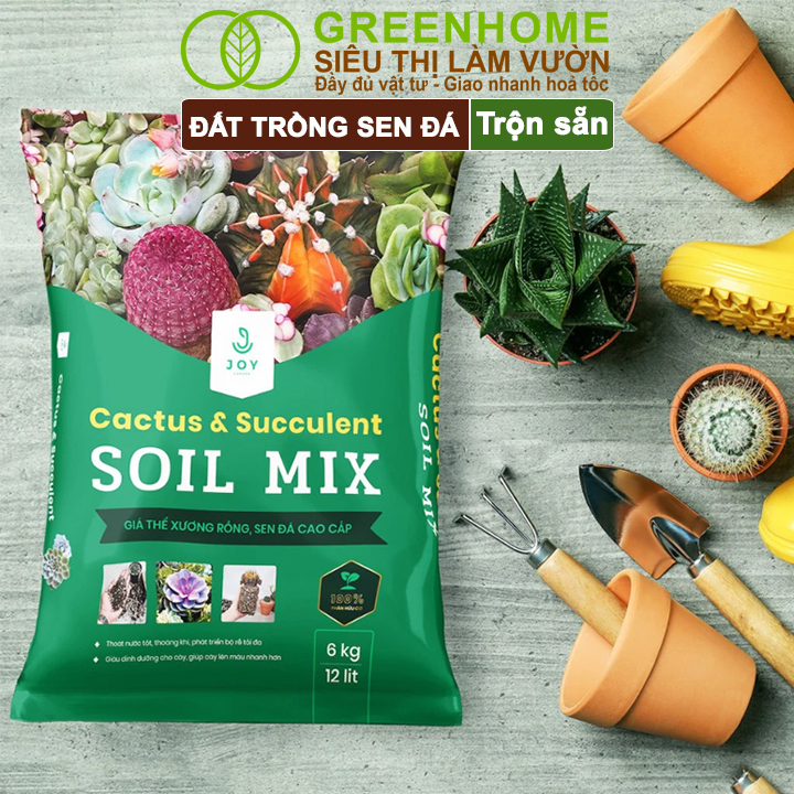 Mô tả Đất Trồng Sen Đá Greenhome, Soil Mix, Bao 500gr, Trộn Sẵn, 85% Đá Khoáng, Lên Màu, Thoát Nước Tốt - 8