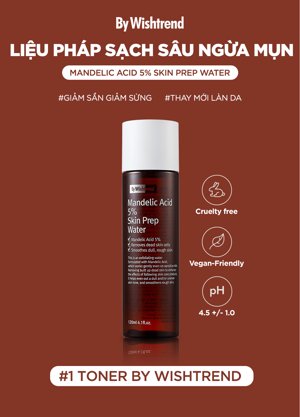 Mô tả Combo Kem dưỡng hỗ trợ chống lão hóa BAKUCHIOL + Nước hoa hồng By Wishtrend Mandelic Acid 5% Skin Prep Water 120ml - 5