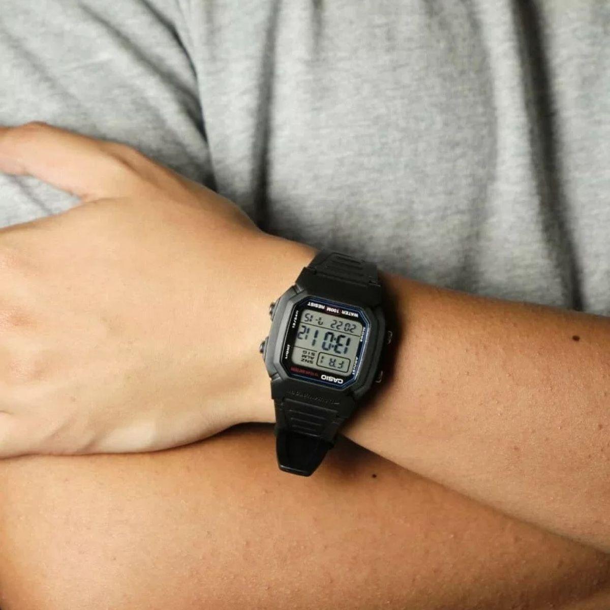 Mô tả Đồng Hồ Casio Nam Điện Tử W-800H-1AVDF Mặt Vuông Dây Cao Su Chính Hãng - 1