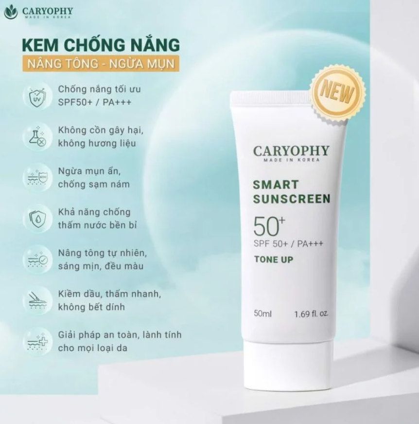 Kem Chống Nắng Nâng Tone Caryophy Smart Sunscreen Tone Up 50ml | Shopee ...