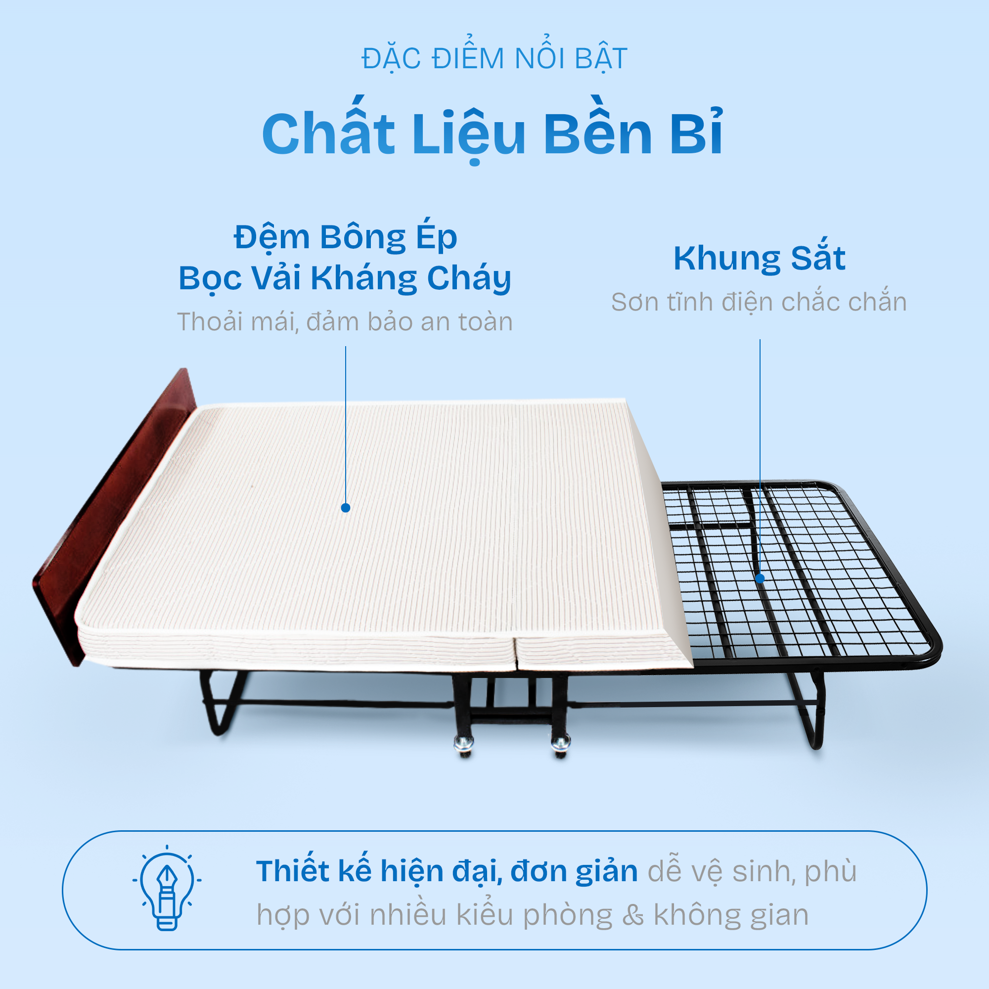 Giường gấp CHU MY khi gấp gọn