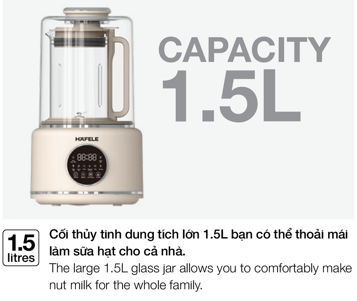 Mô tả Máy làm sữa hạt Hafele HS-B151NW - 535.43.485 - 3