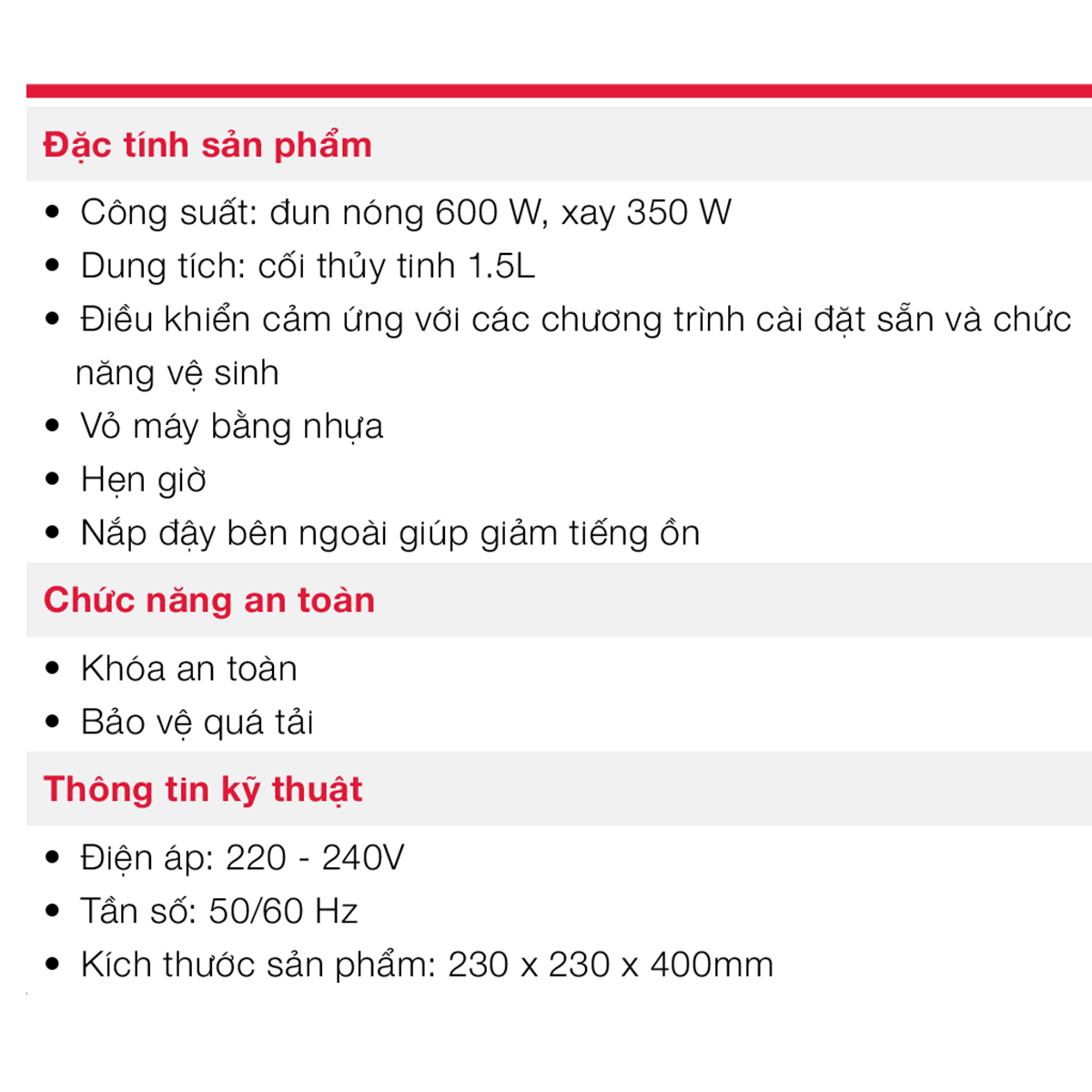 Mô tả Máy làm sữa hạt Hafele HS-B151NW - 535.43.485 - 7
