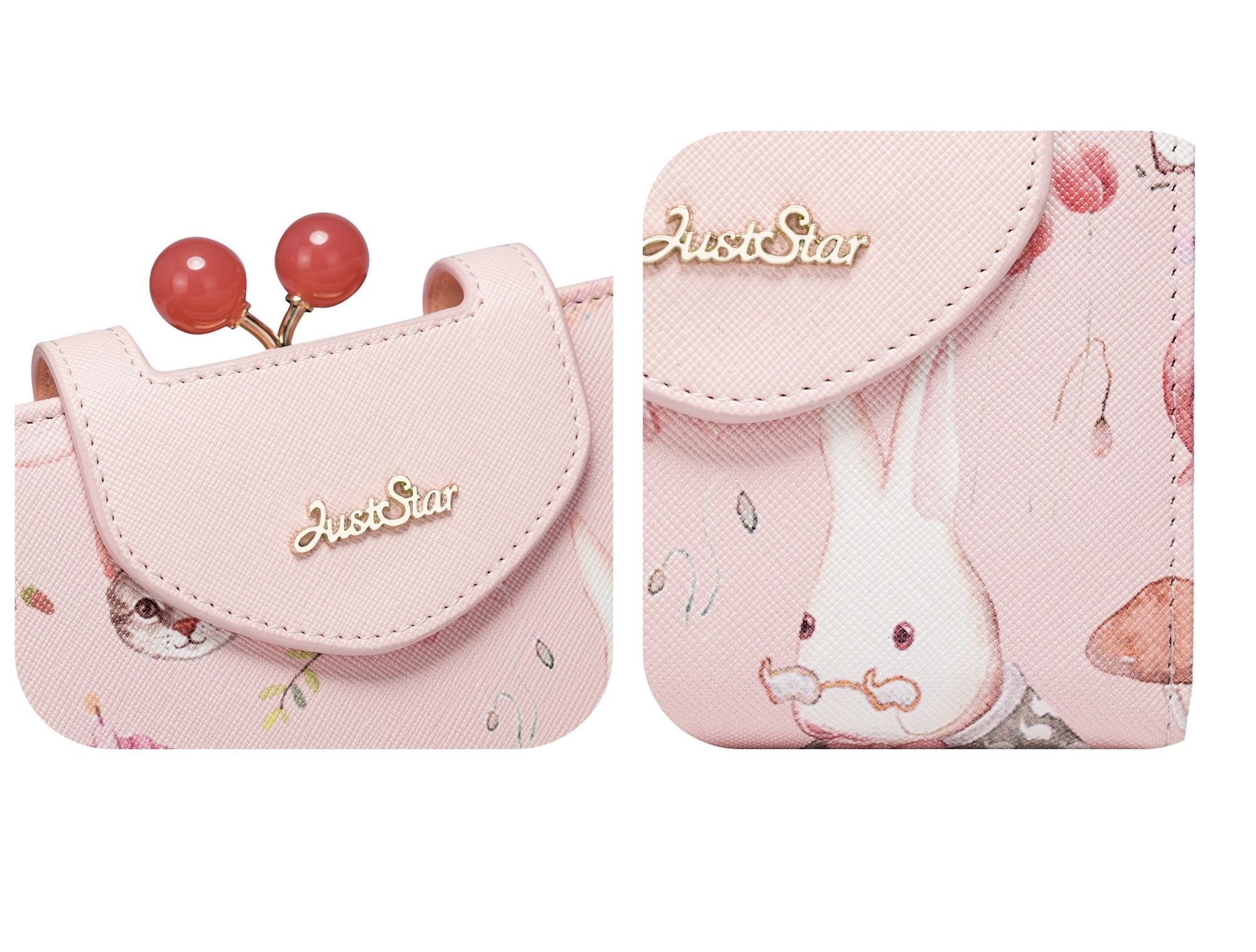 Mô tả Ví nữ mini cute Just Star đẹp dễ thương ngắn dài thỏ cherry hồng nhiều ngăn đựng tiền thẻ ViAnh Store 070355 070354 - 4