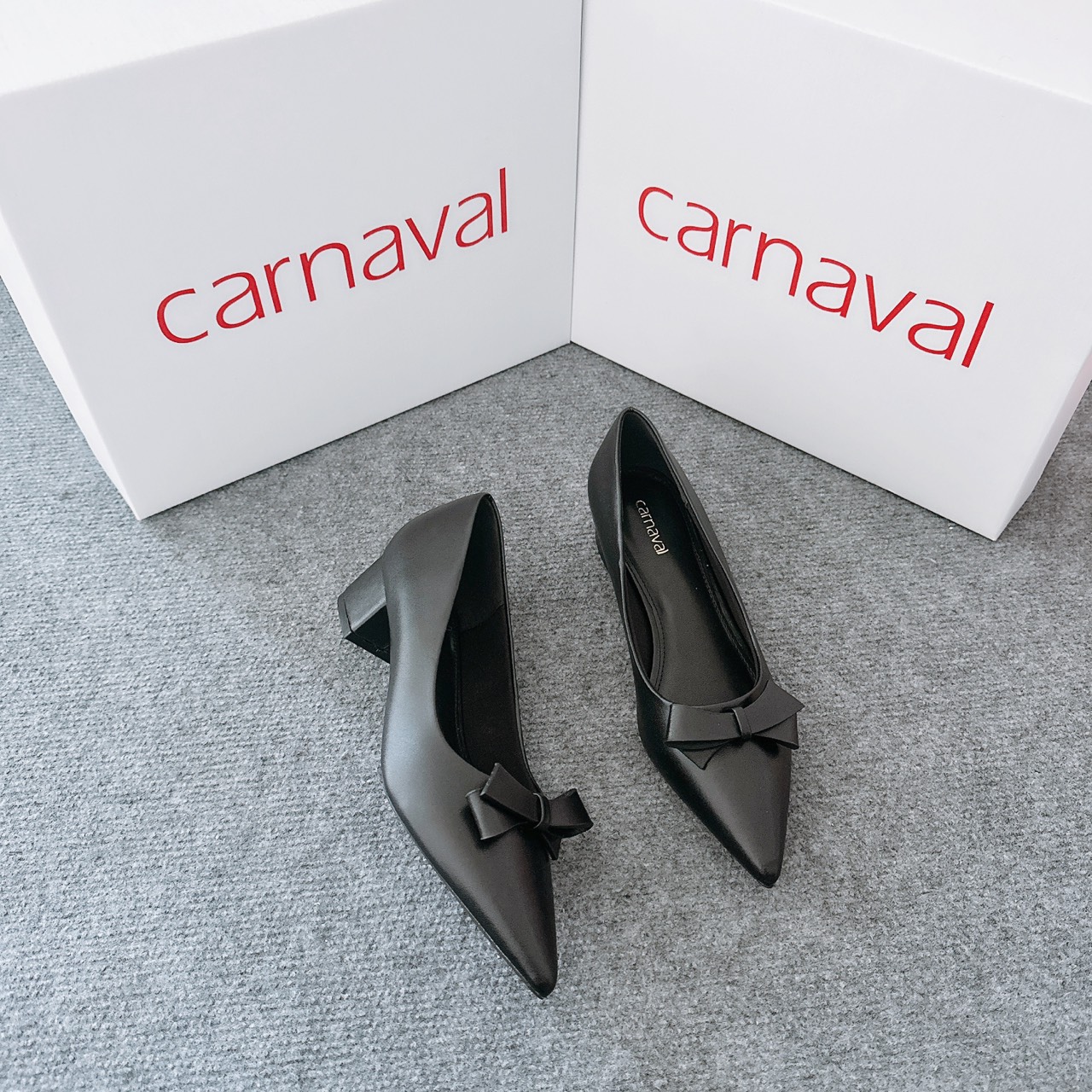 Mô tả Giày cao gót mũi nhọn đính nơ Carnaval siêu xinh gót vuông cao 4cm - VS62 - 2